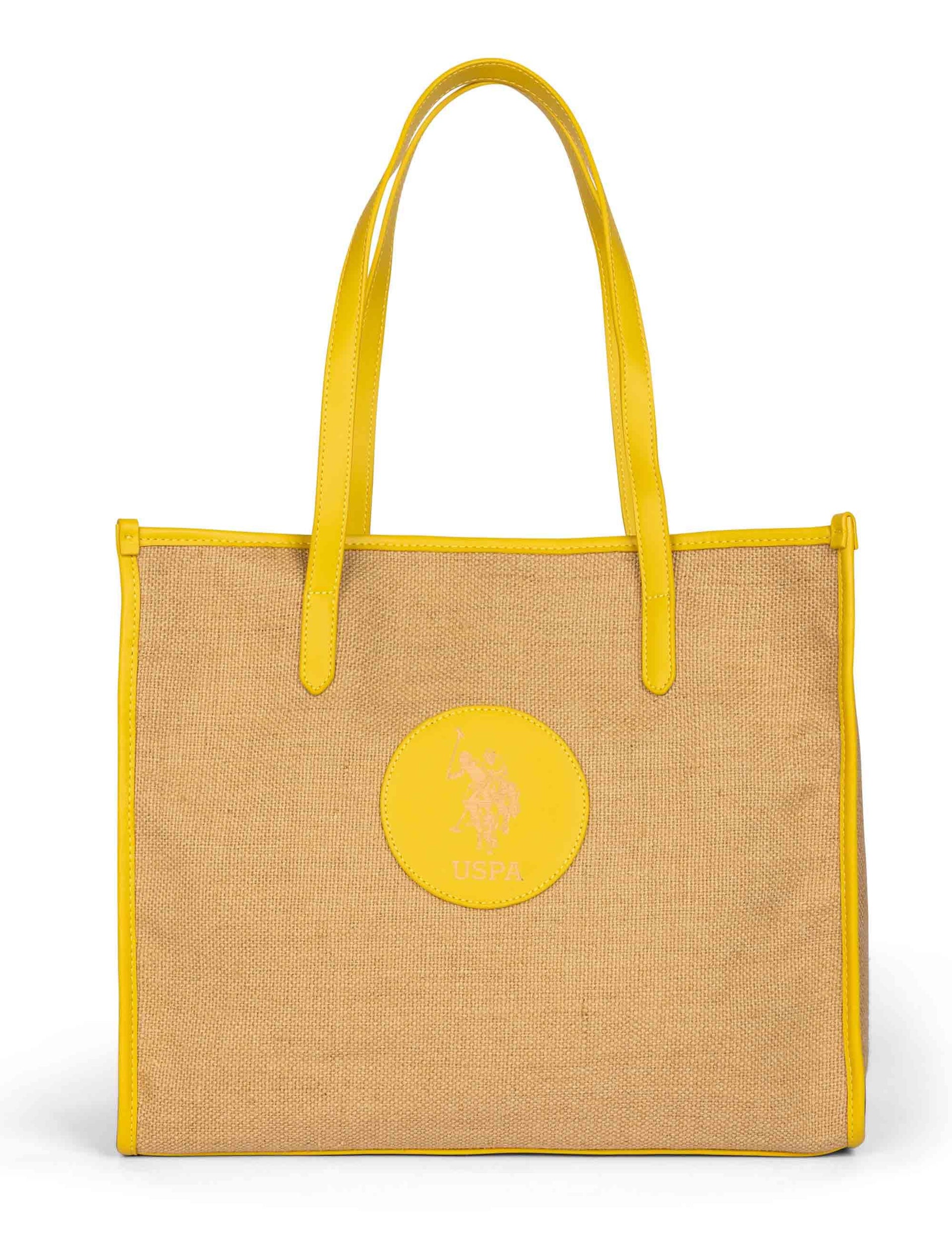 Borse donna Beach in rafia con riporti gialli BEUA76463WJ U713 U.S. Polo Assn. 