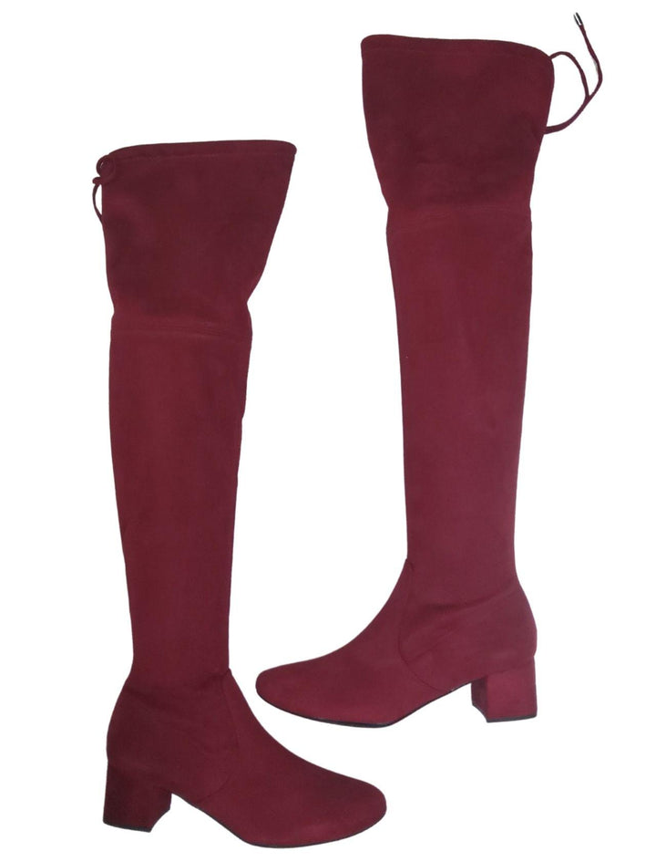 Calzature Donna Stivale Sopra Ginocchio Donna In Eco Camoscio Rosso Con Laccetti Posteriori KONGO ROSSO Unisa 