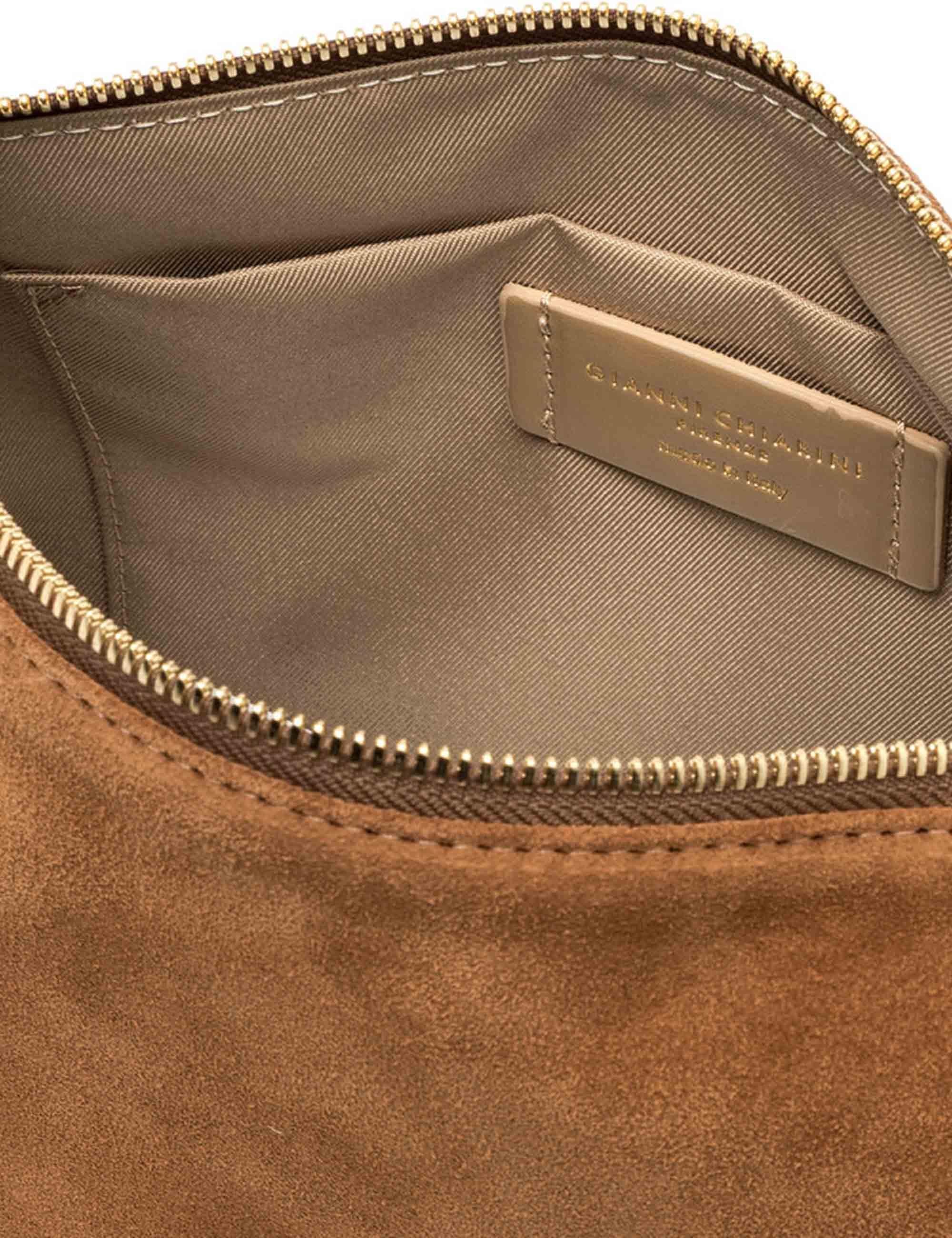 Borse donna Nora Pouch in pelle scamosciata cuoio con polsiera e tracolla BS10225 CM-PL 1478 Gianni Chiarini 