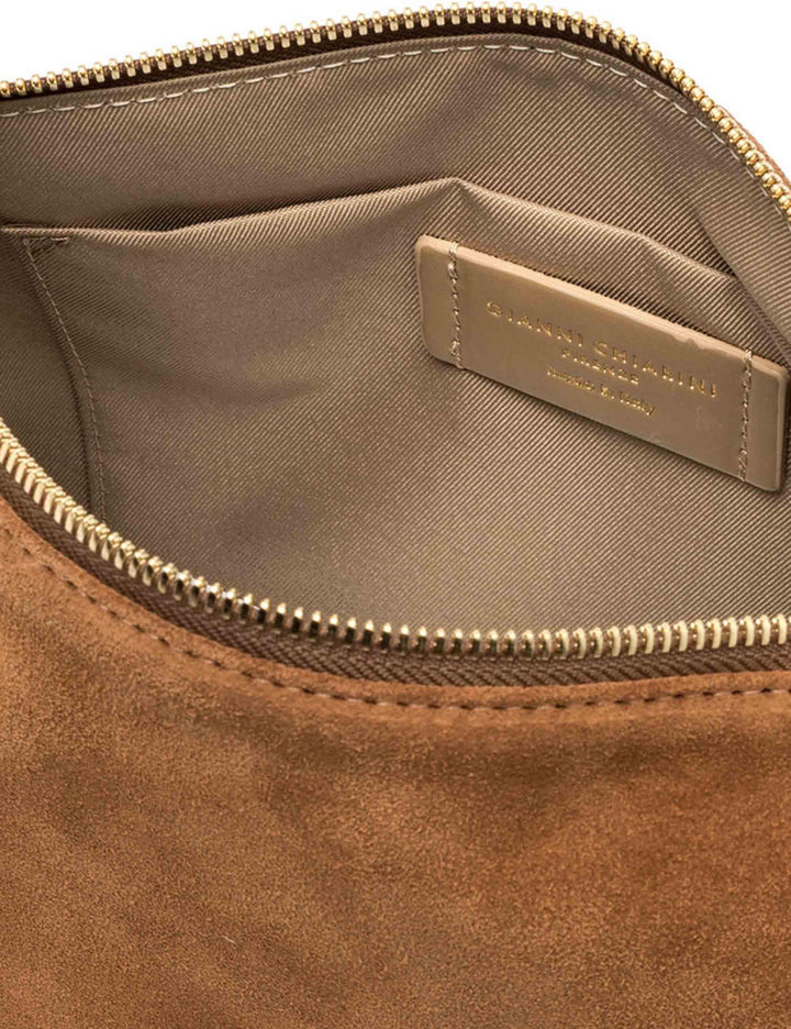 Borse donna Nora Pouch in pelle scamosciata cuoio con polsiera e tracolla BS10225 CM-PL 1478 Gianni Chiarini 