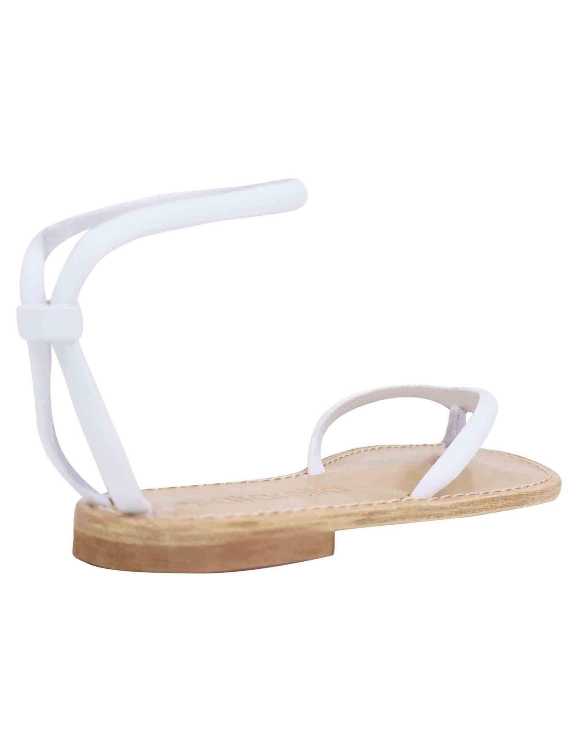 Sandali flat donna infradito in pelle bianca con cavigliera SP546 100 Spatarella 