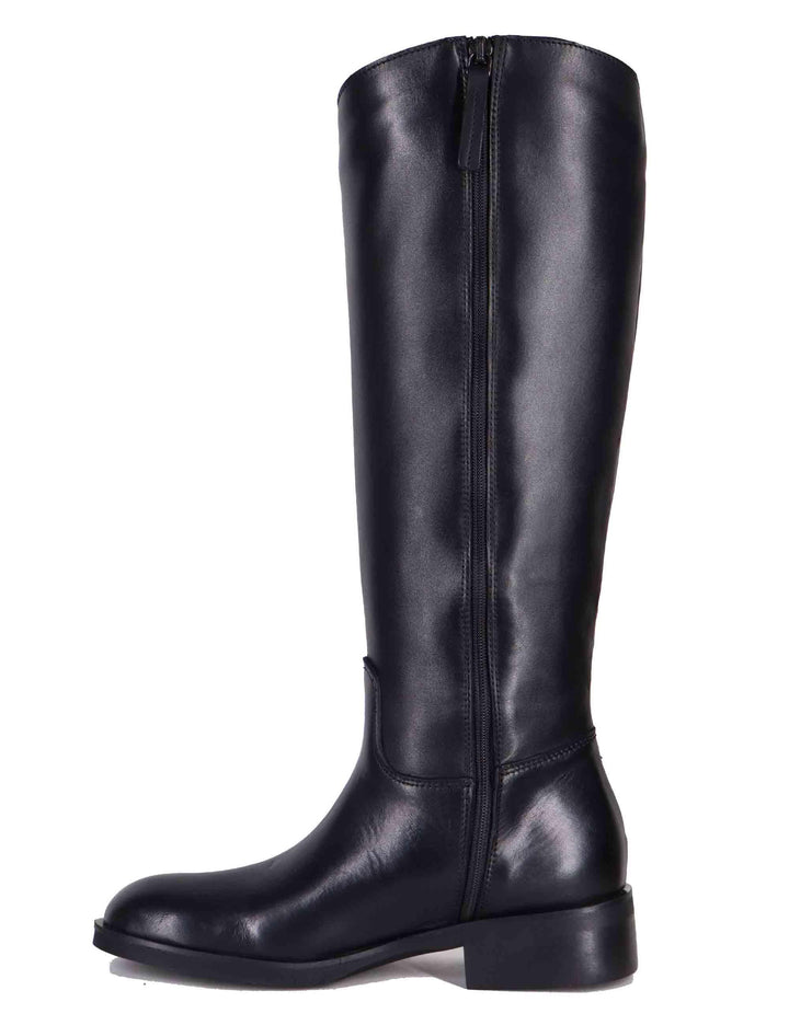 Stivali donna in pelle nera tacco basso con accessorio SPSTPR6045 001 Spatarella 