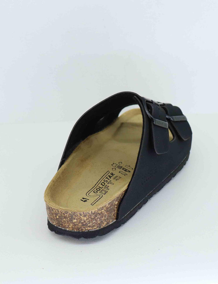 Sandali uomo in pelle nera con doppia fibbia GS823 001 Gold Star 