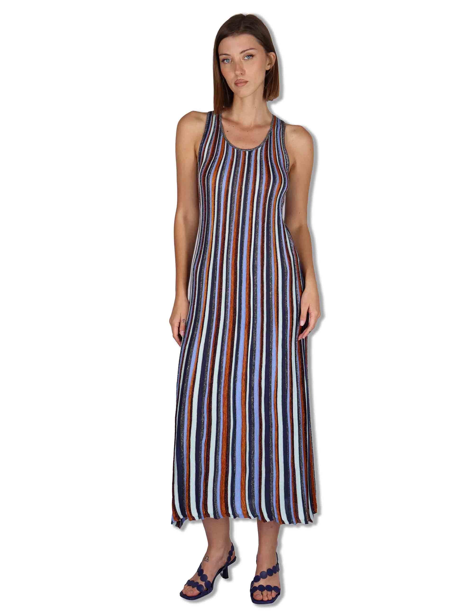 Abiti lunghi donna Flexage Stripes in viscosa a righe verticali azzurro e multicolore JF951378211 81B99 Maliparmi 