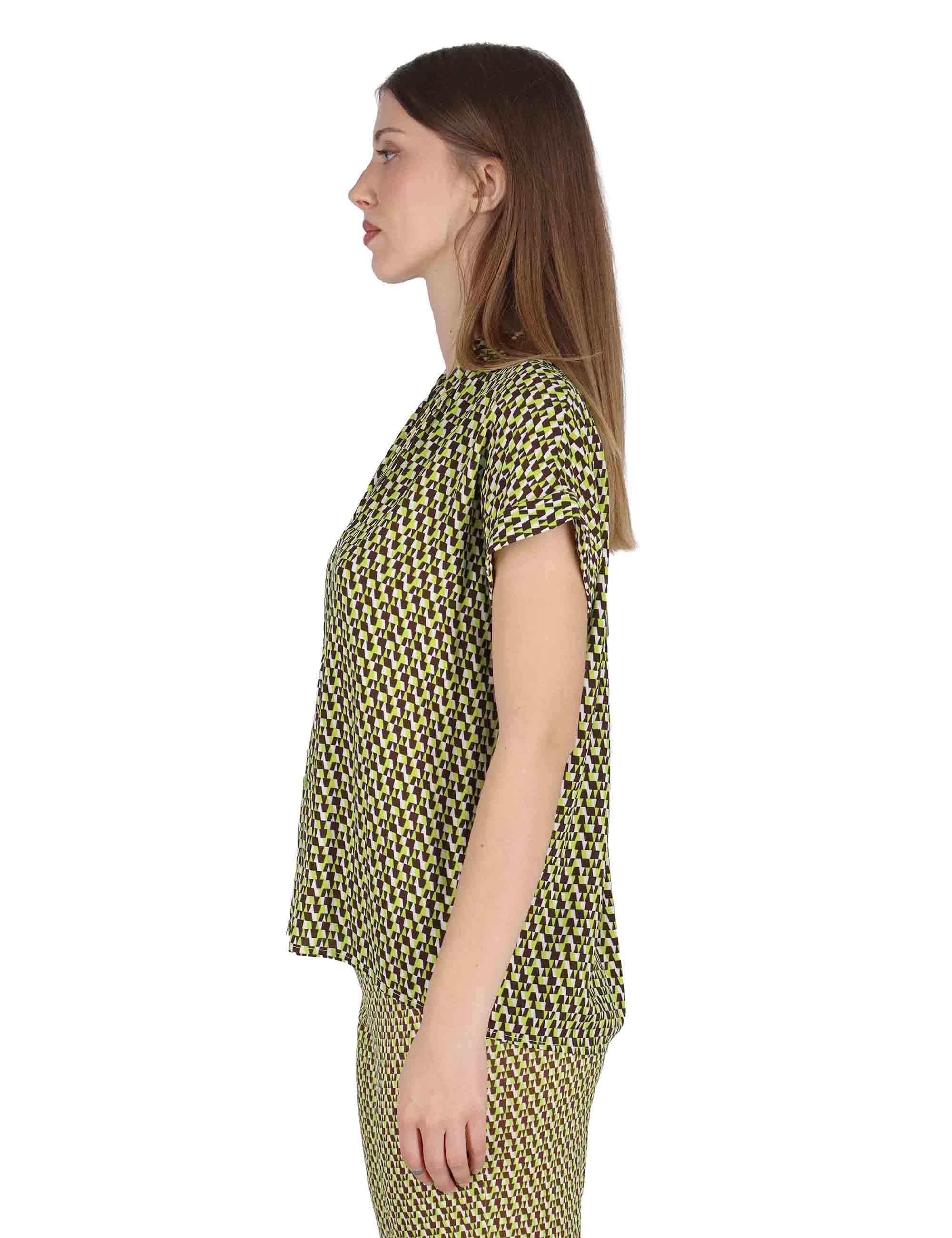 Camicie donna Flared Shirt in viscosa naturale verde stampata JABCM0001-F1526-1245 7046 Justmine 