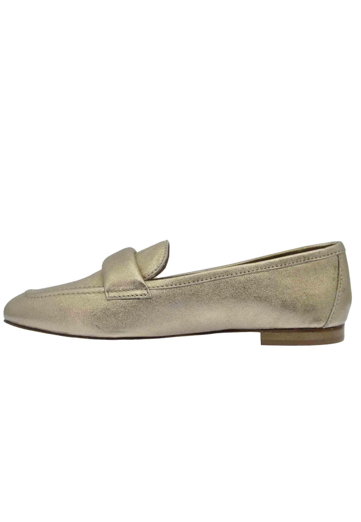 Mocassini donna in pelle laminata oro tacco basso Z406 301 Spatarella 