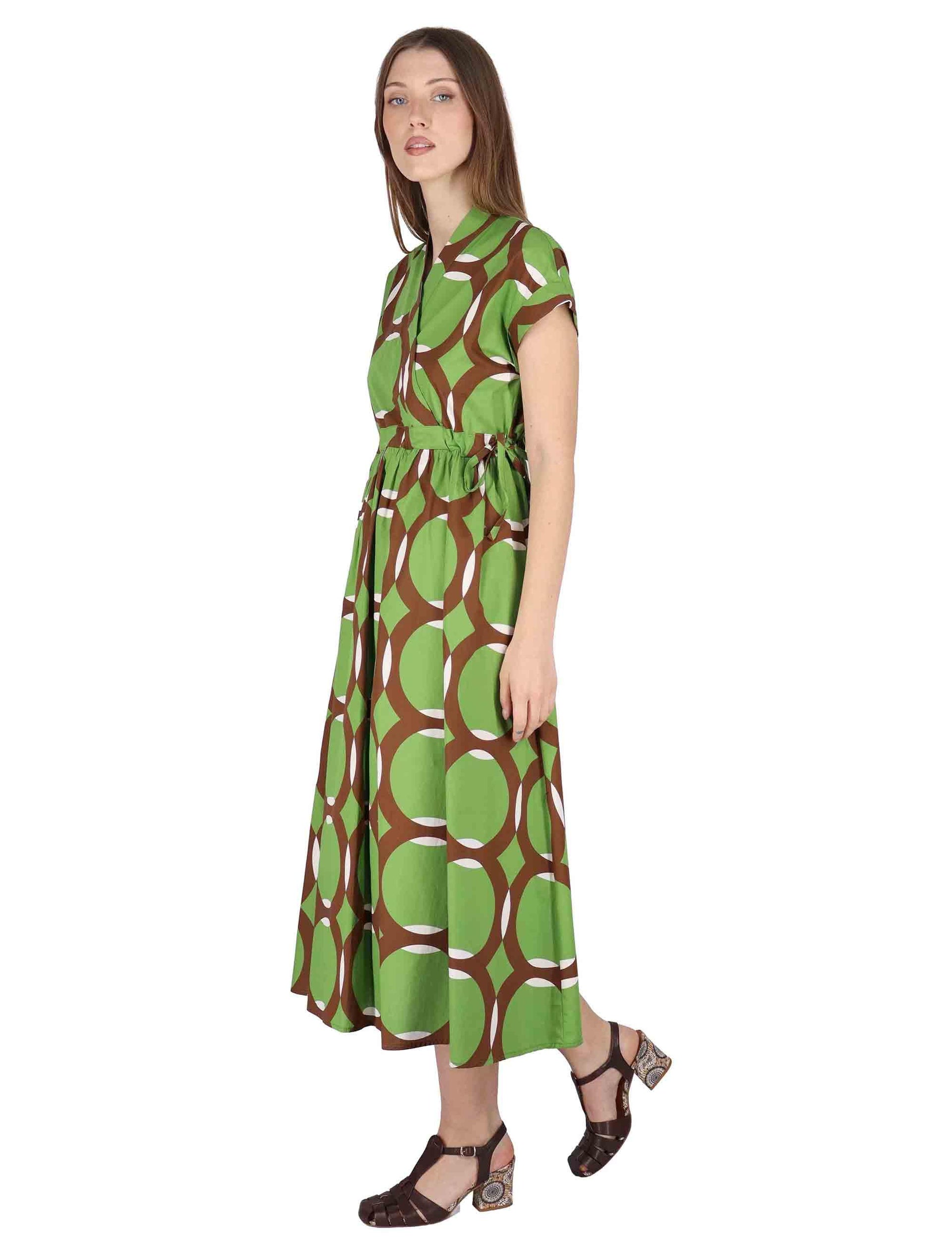 Abiti donna Crossover Midi Dress in cotone verde a fantasia JABAB0001-F1386-1243 7046 Justmine 