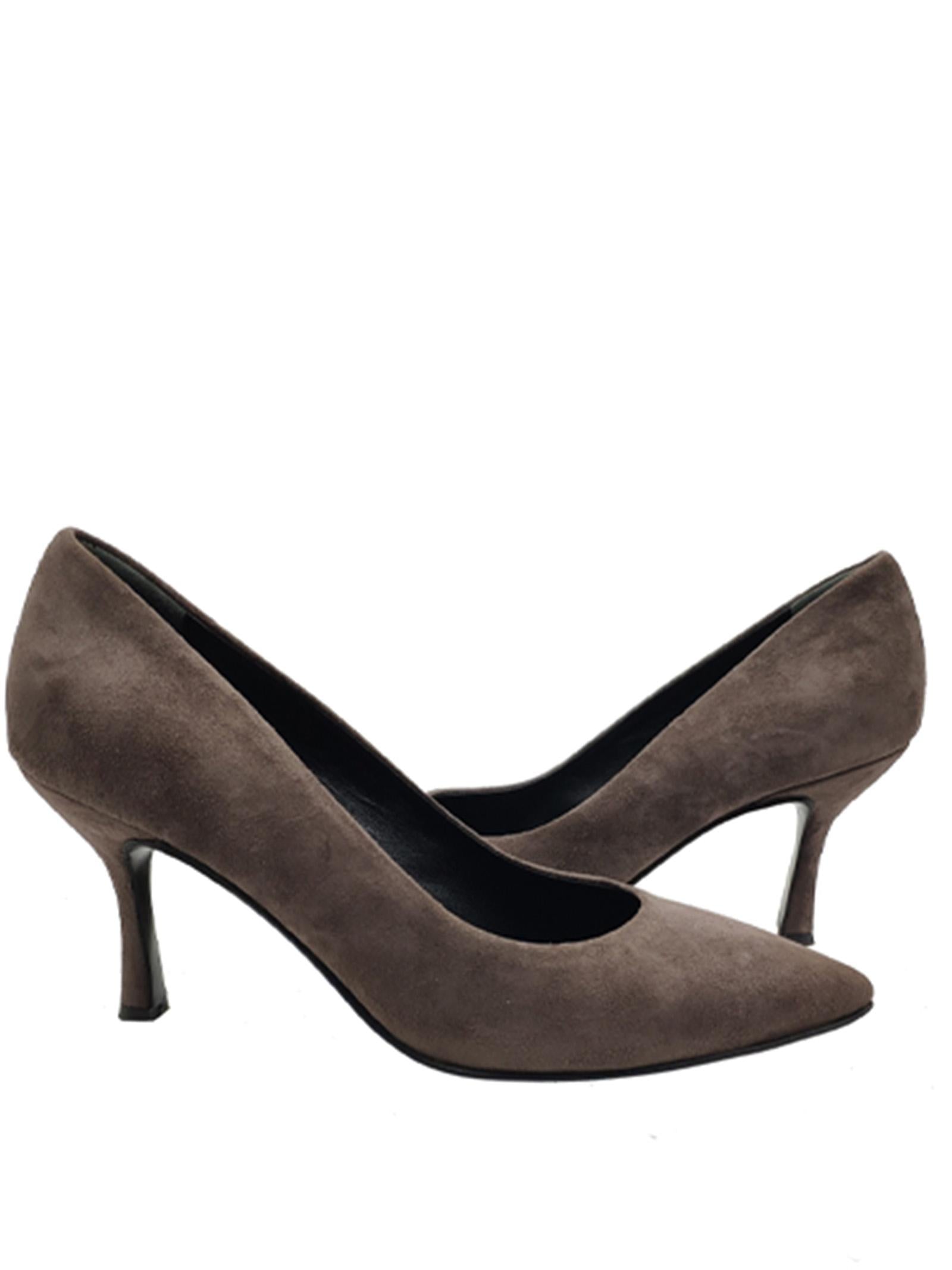 Calzature Donna Décolleté in Camoscio Fango con Tacco Alto 7040CLO FANGO Spatarella 