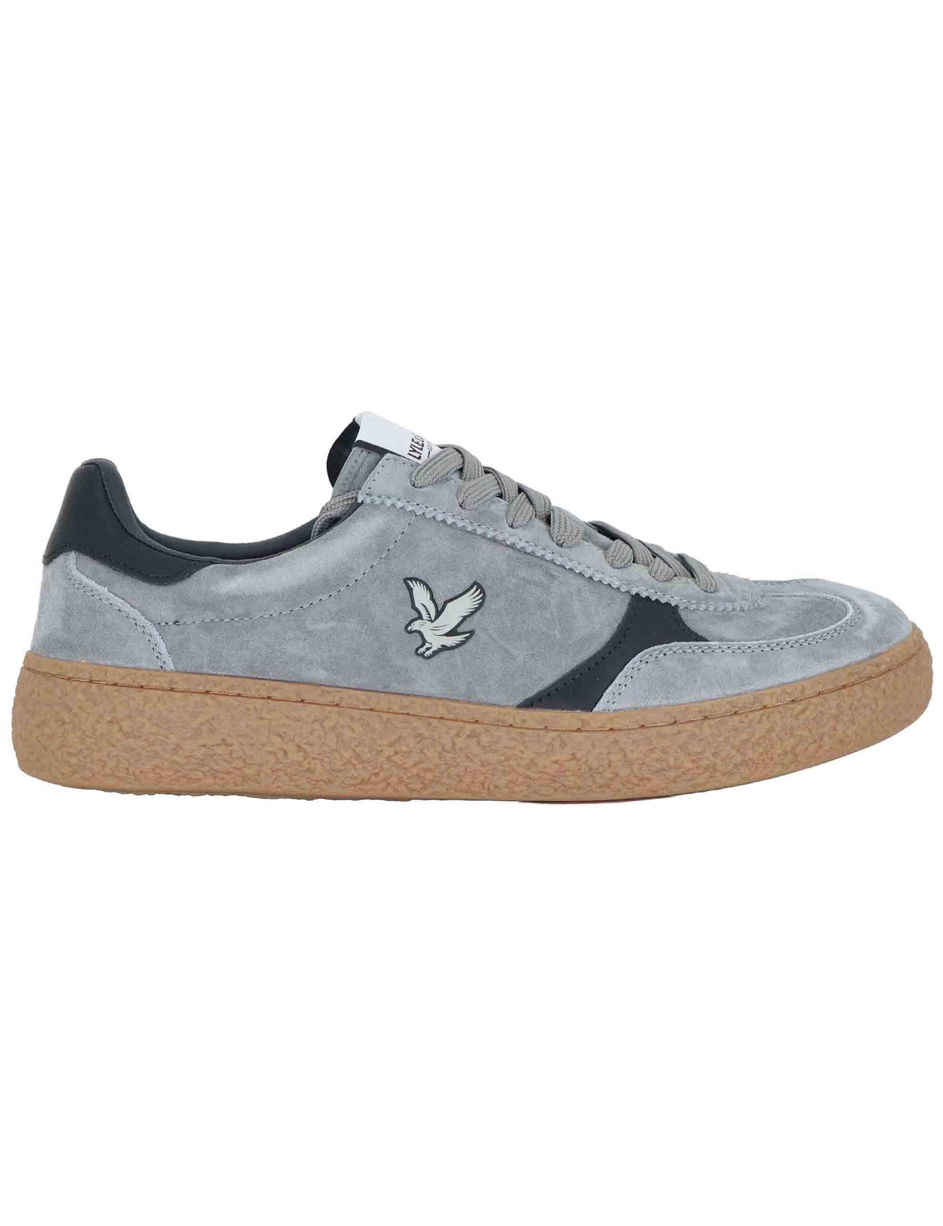 Sneakers uomo in pelle grigia con riporti in contrasto e logo laterale ATLANTIDE012 125 Lyle & Scott 