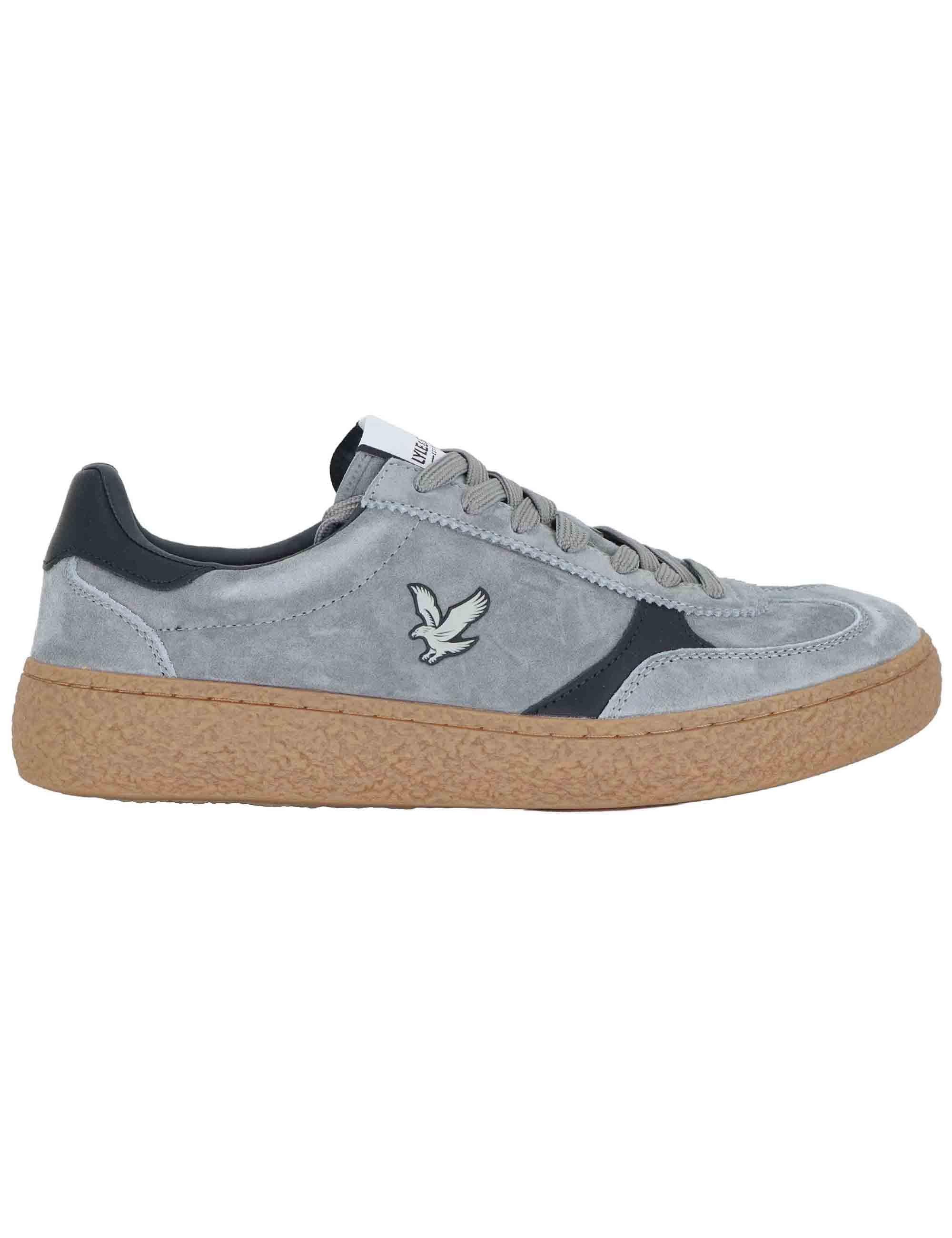 Sneakers uomo in pelle grigia con riporti in contrasto e logo laterale ATLANTIDE012 125 Lyle & Scott 