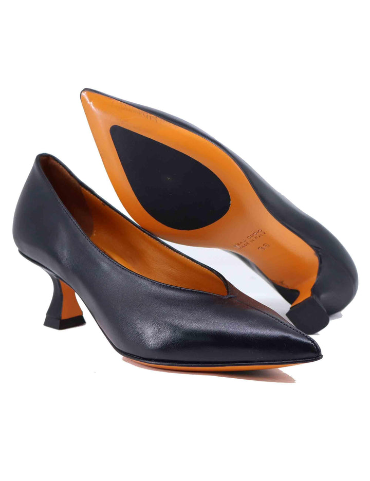 Decollete donna in pelle nera con scollo a V SP1068 001 Spatarella 