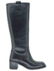 Bottines hautes en cuir noir Femme D306 001
