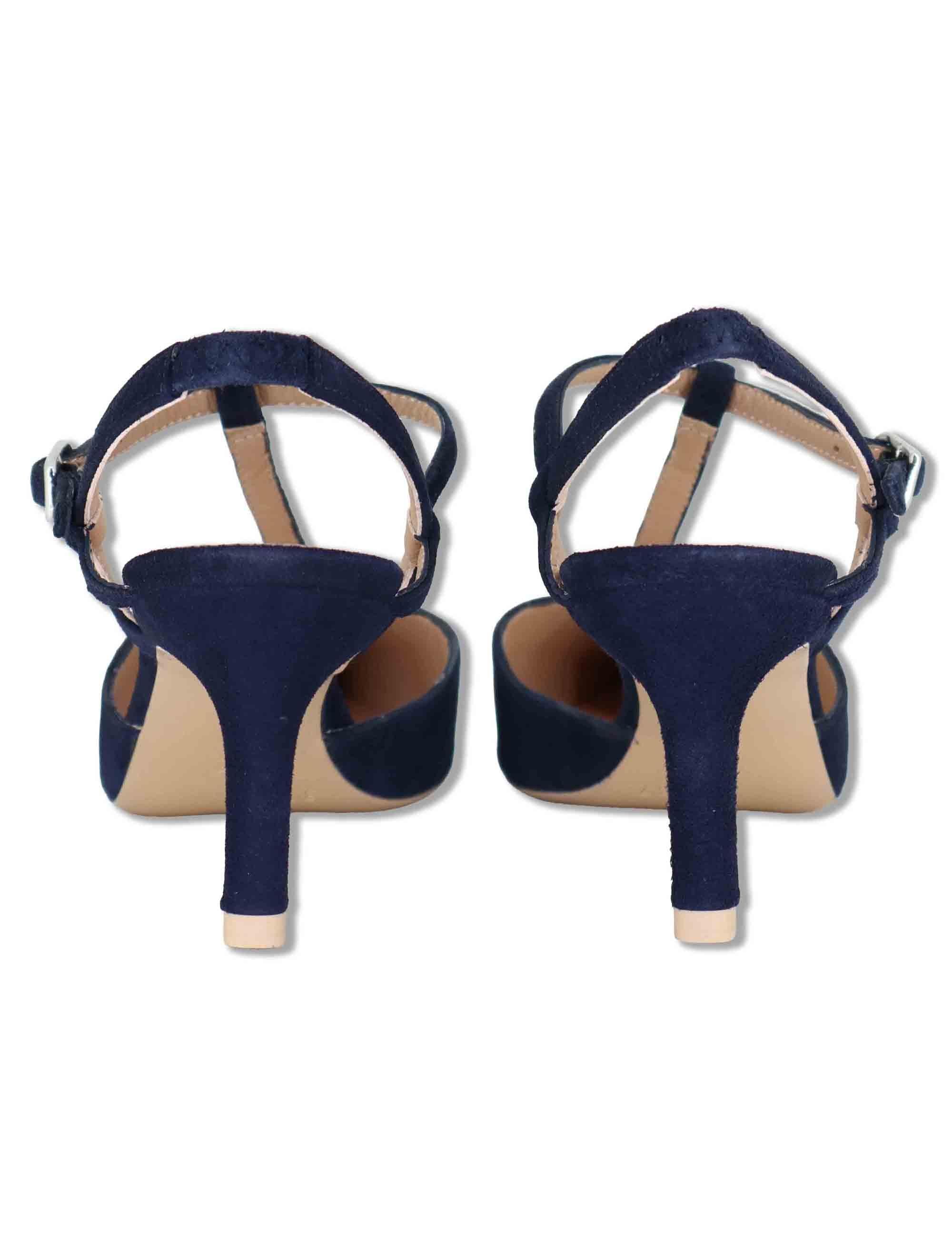 Decollete slingback donna in camoscio blu con tacco alto e cinturini regolabili LETON KS OCEAN Unisa 