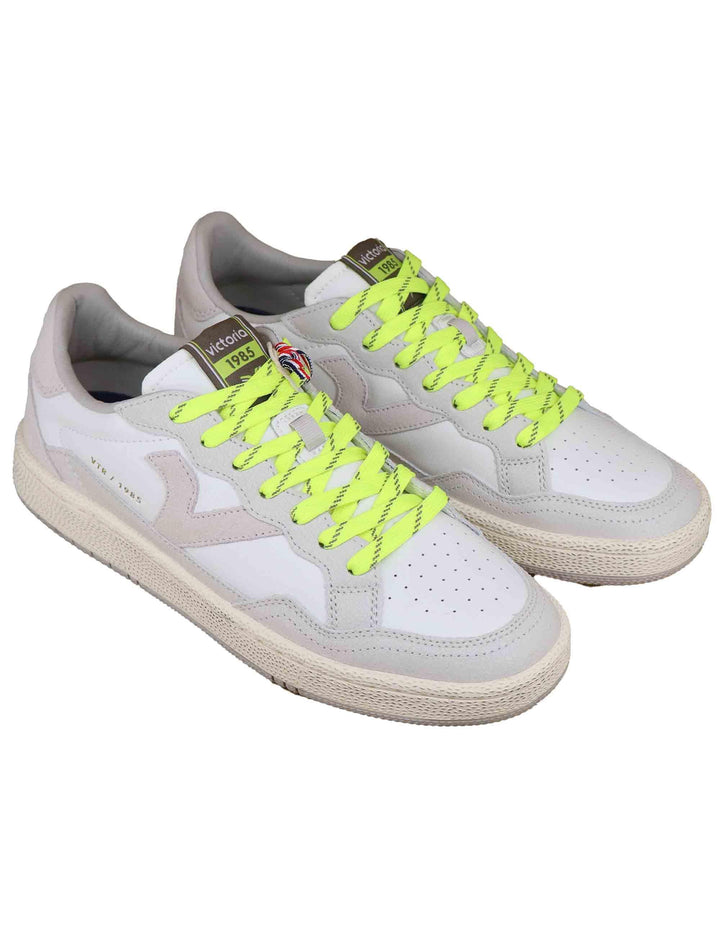 Sneakers uomo in pelle bianca con ripoti in tinta 8806105 Lima Victoria 