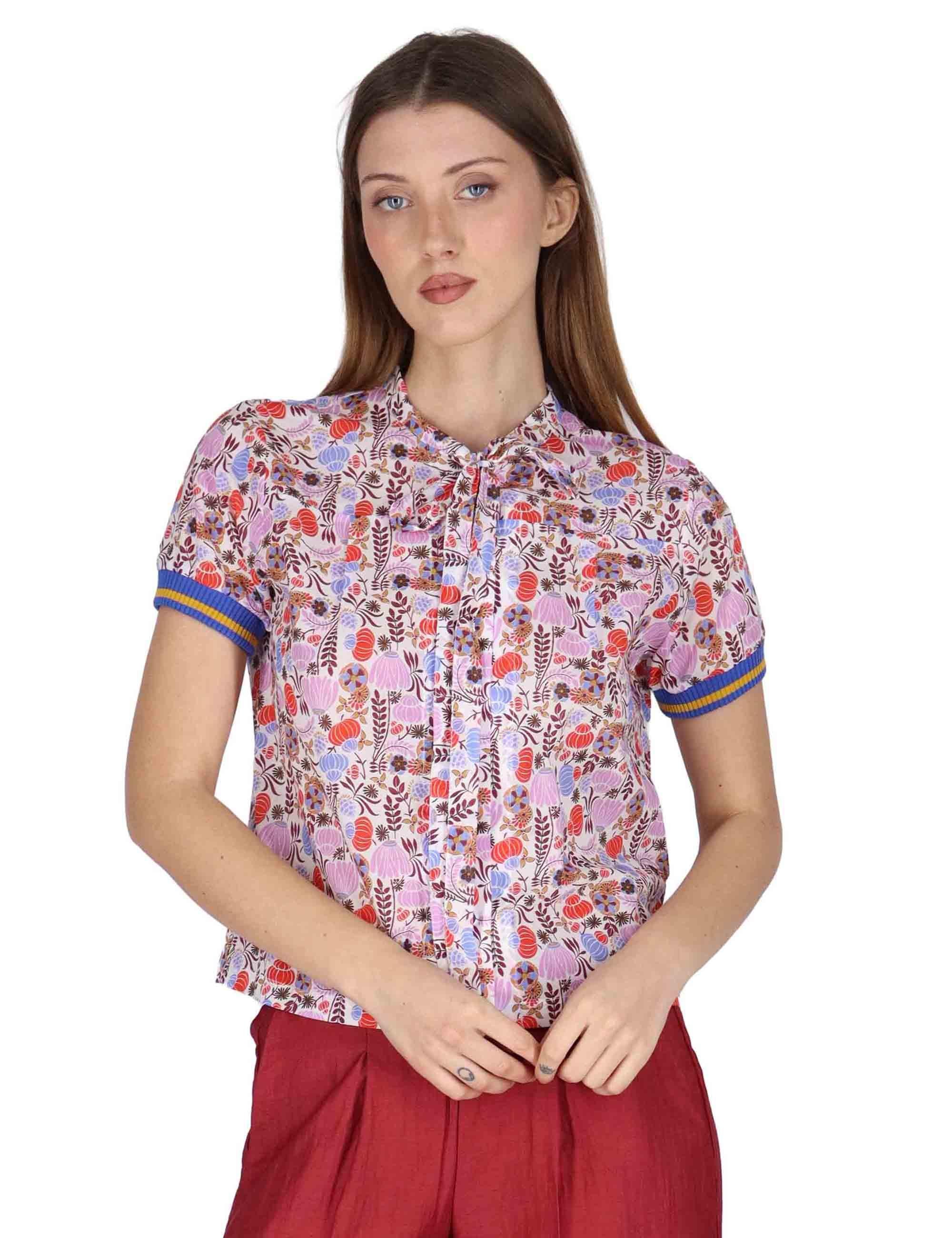 Camicie donna Ribbon Blouse in cotone rosso a fantasia mezze maniche JABCM0001-F1395-1229 85 Justmine 