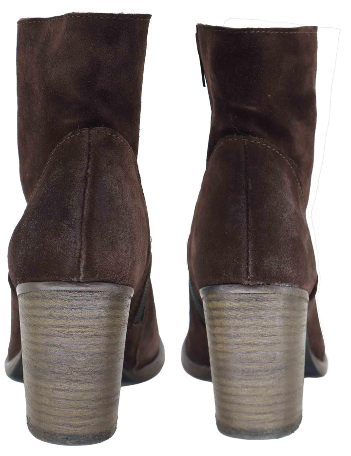 Stivaletti donna in camoscio marrone vintage con tacco alto 9754SLIM 014 Les Venues 