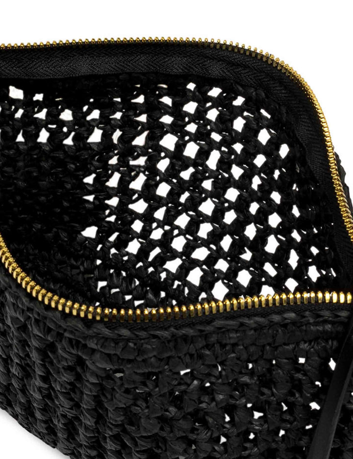 Borse donna Nefeli in rafia nera con tracolla in pelle in tono removibile BS11950 COMM STR-CRCH 001 Gianni Chiarini 
