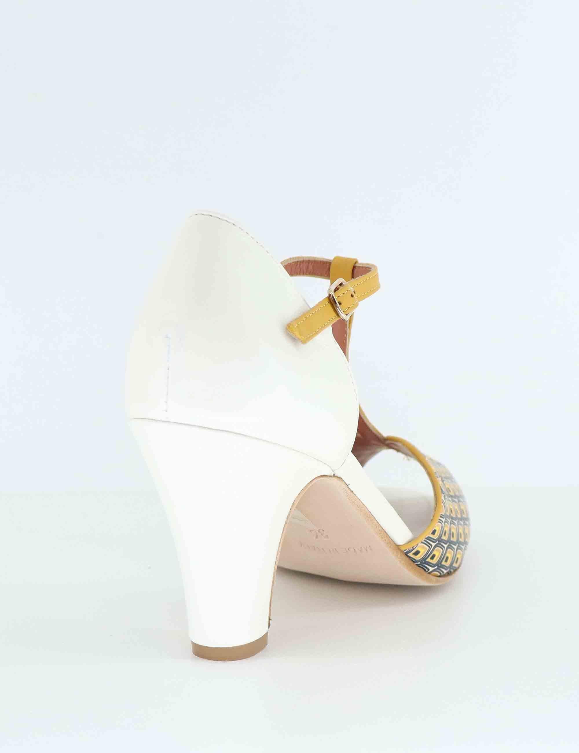 Sandali donna in pelle bianca con tacco alto 3603P 100 Les Venues 