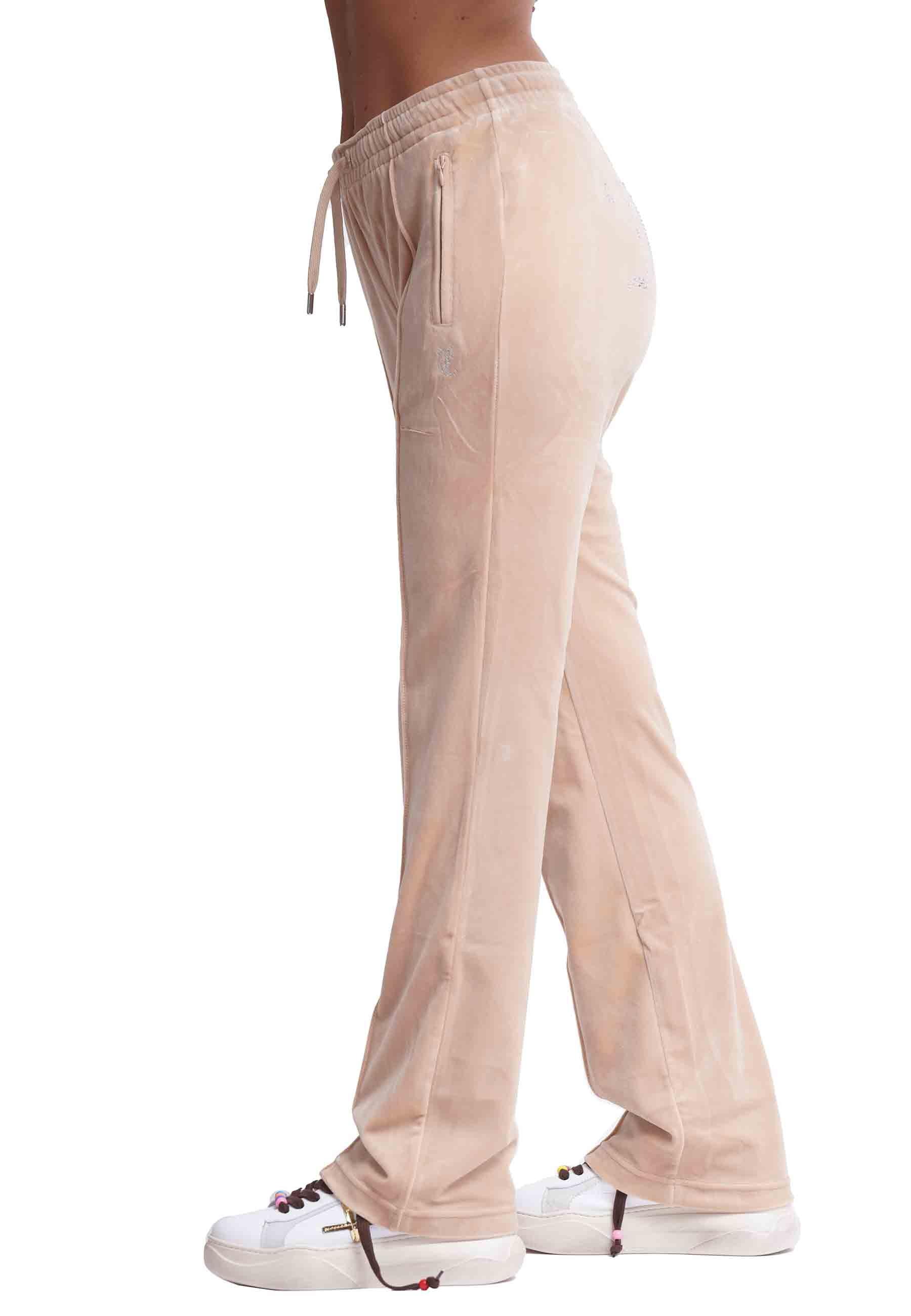 Pantaloni donna Diamond in velluto beige con strass VEJH70047WPF J64 Juicy Couture 