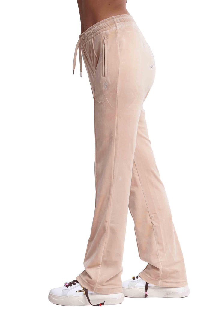 Pantaloni donna Diamond in velluto beige con strass VEJH70047WPF J64 Juicy Couture 