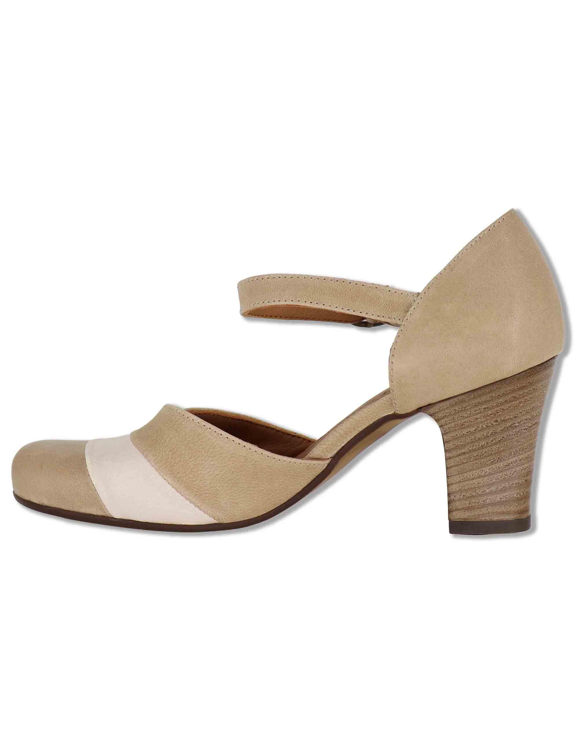 Decollete donna in pelle taupe con cinturino alla caviglia e tacco alto SP2849 032 Spatarella 