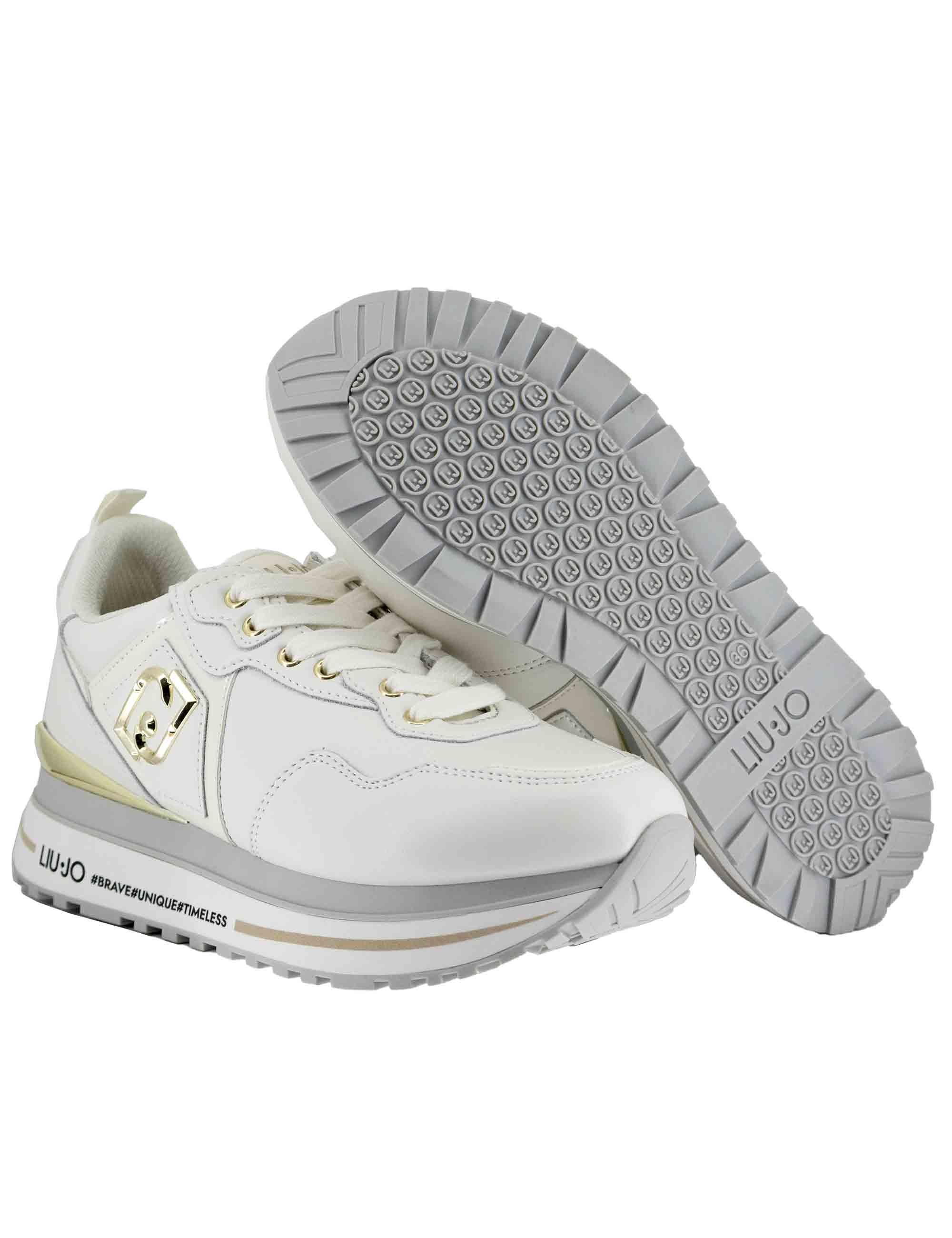 Sneakers donna Maxi Wonder 01 in pelle off white con suola alta 5,5 cm BF5009P0102S1400 Off White Liu-Jo 