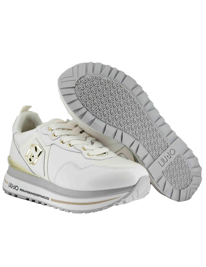 Sneakers donna Maxi Wonder 01 in pelle off white con suola alta 5,5 cm BF5009P0102S1400 Off White Liu-Jo 