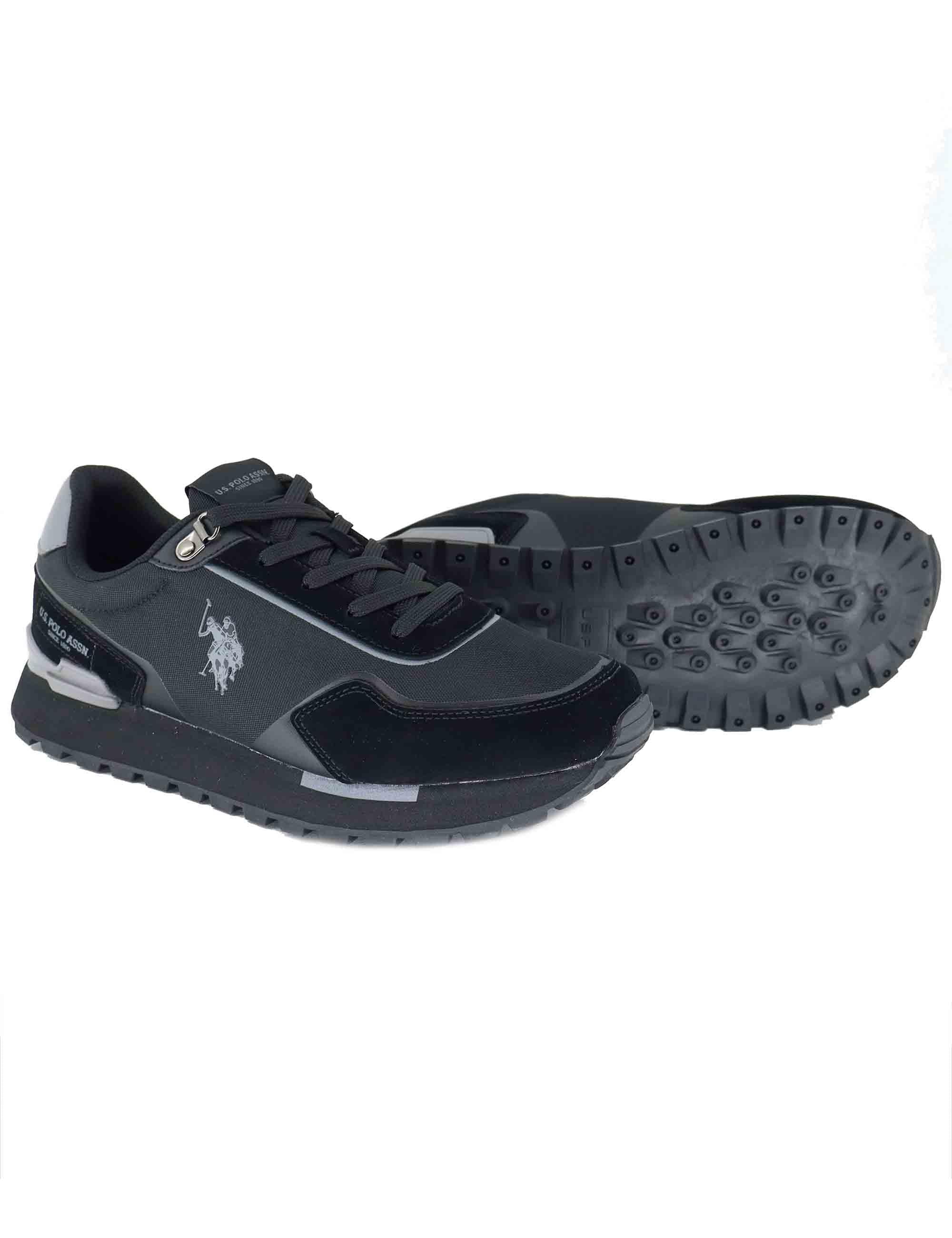 Sneakers uomo in pelle e tessuto nero con suola alta ARON009 BLK U.S. Polo Assn. 