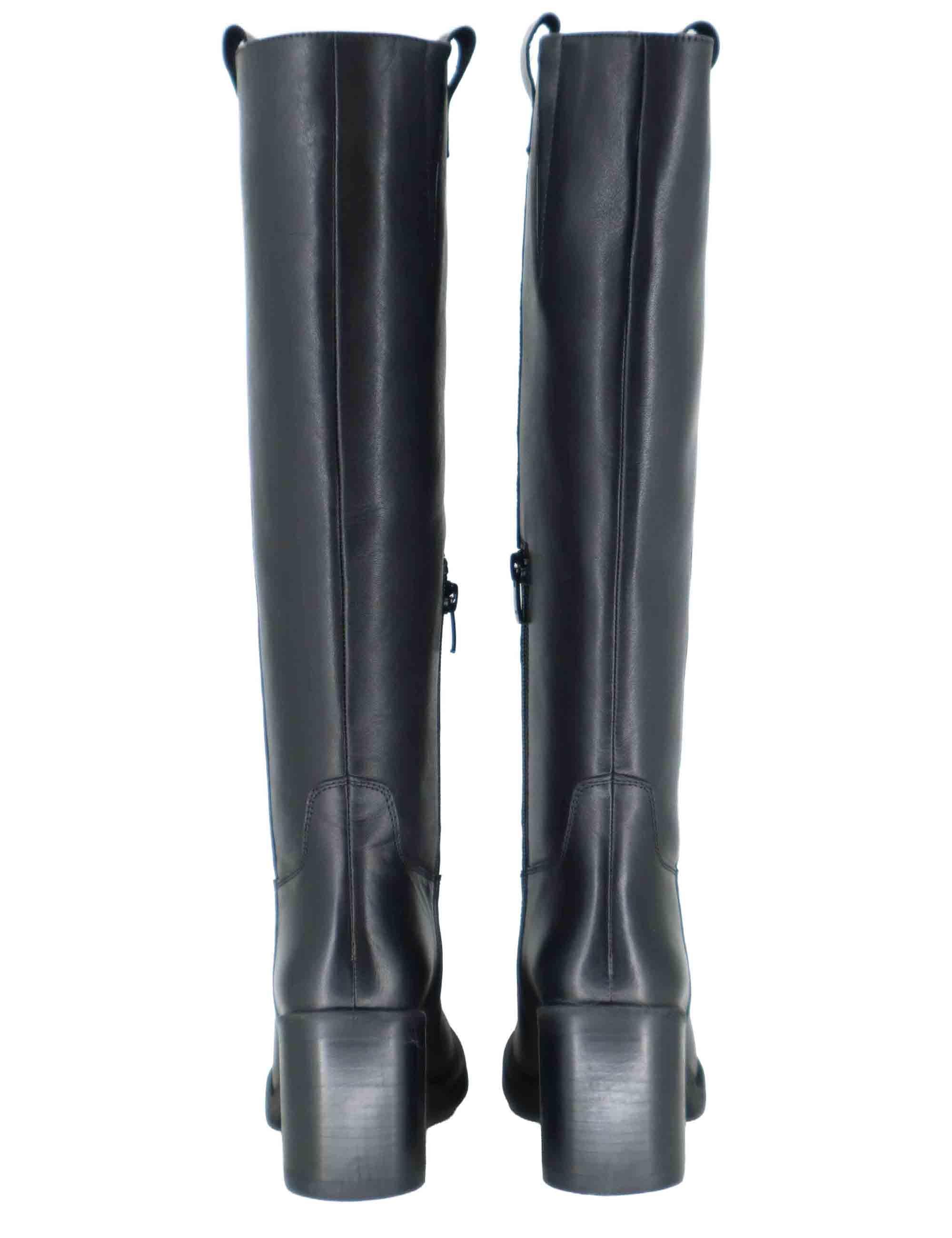 Stivali donna in pelle nera con tacco alto e punta tonda SP56213 001 Spatarella 