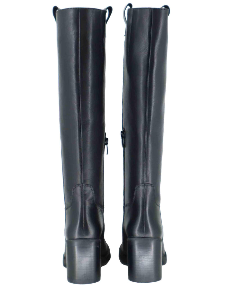 Stivali donna in pelle nera con tacco alto e punta tonda SP56213 001 Spatarella 