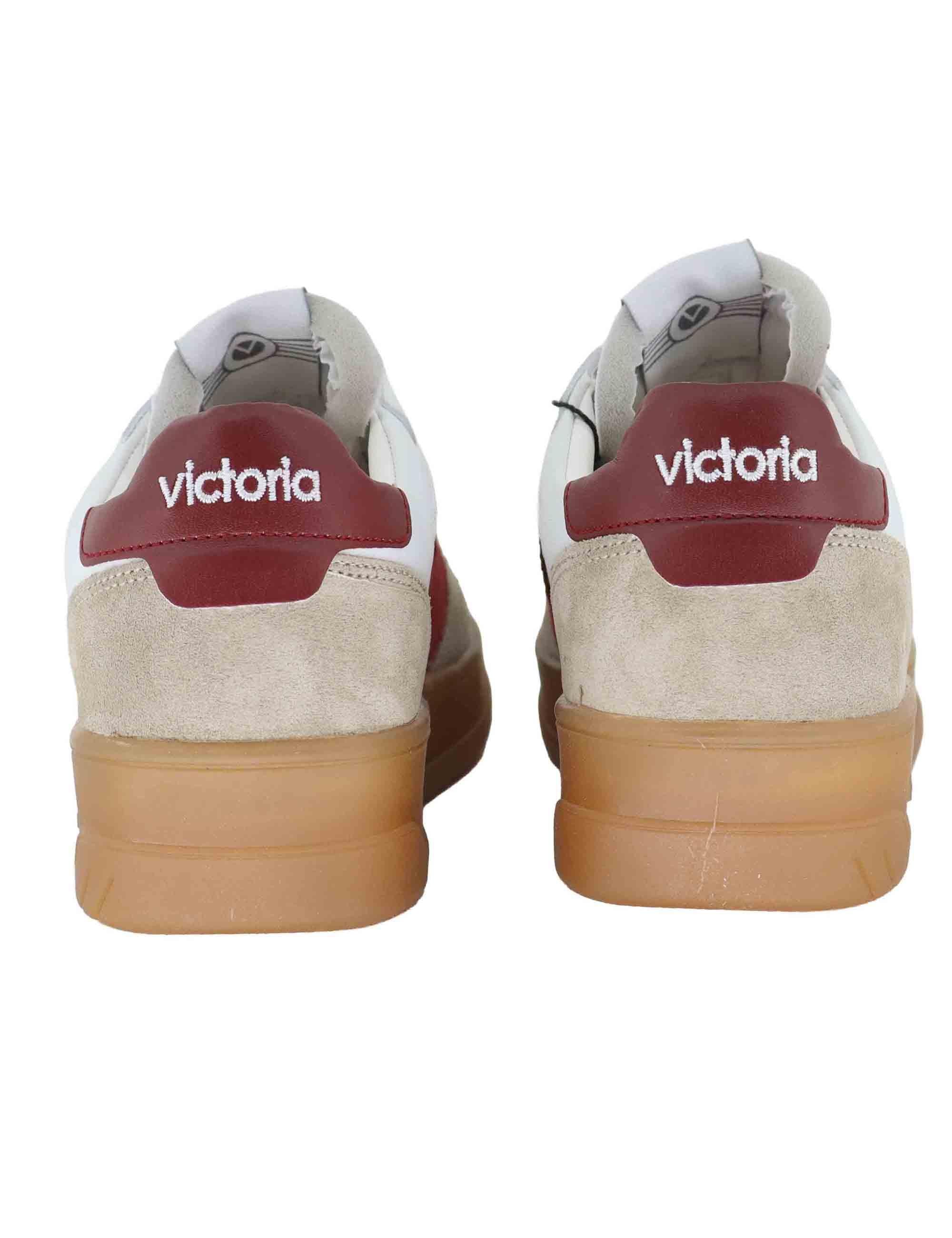 Sneakers donna in pelle bianca con logo in camoscio 1257125 Rojo Victoria 