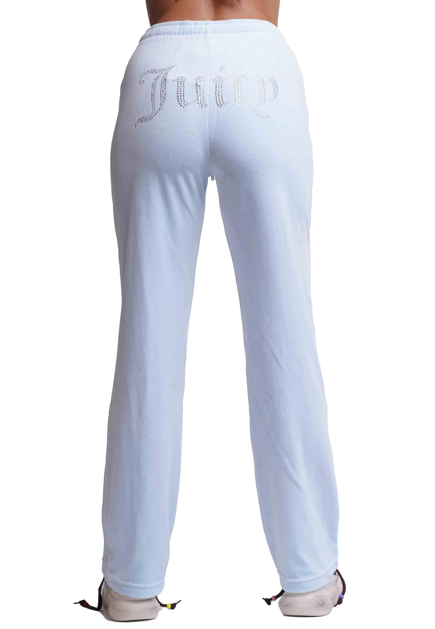Pantaloni donna Diamond in velluto celeste con strass VEJH70047WPF J11 Juicy Couture 
