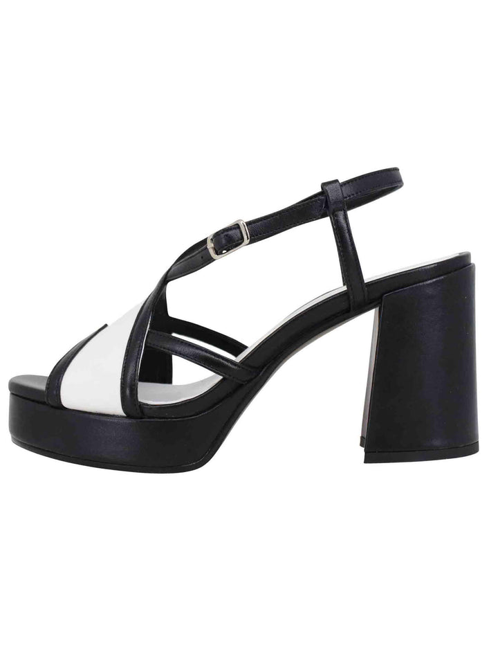 Sandali slingback donna in pelle nera tacco alto e plateau SP863 001 Spatarella 