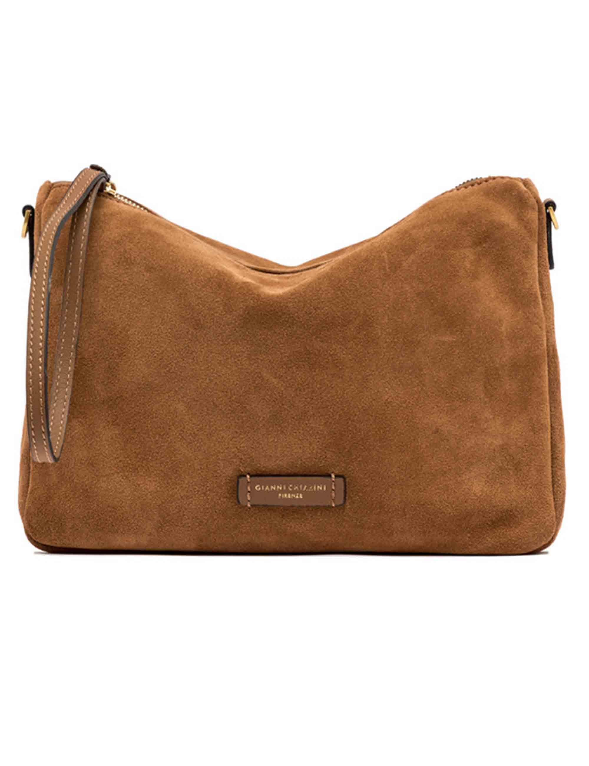 Borse donna Nora Pouch in pelle scamosciata cuoio con polsiera e tracolla BS10225 CM-PL 1478 Gianni Chiarini 