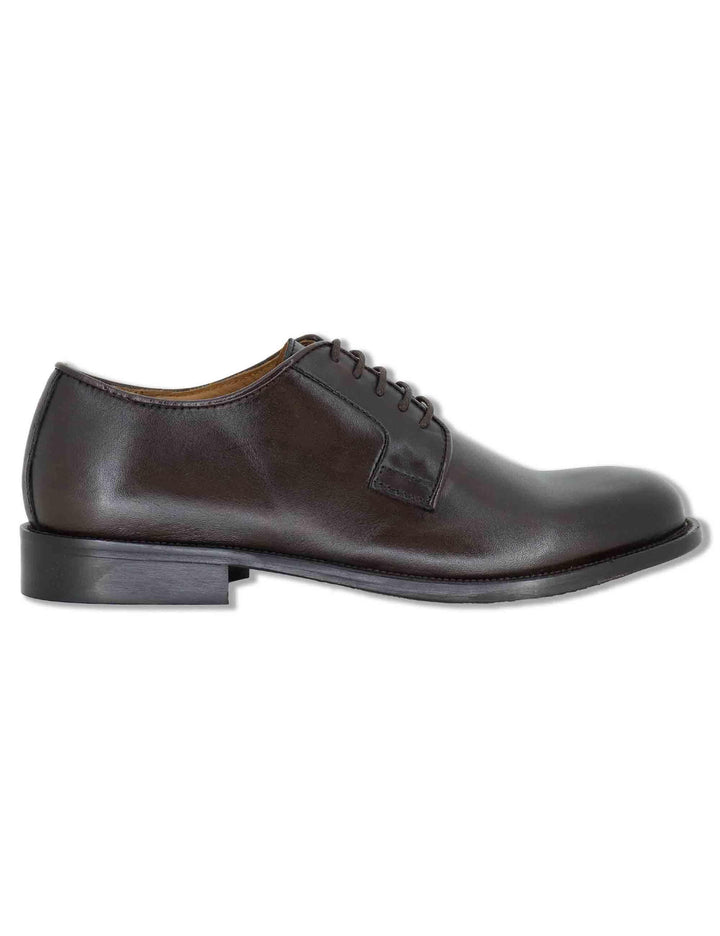 Stringate uomo in pelle marrone con suola in cuoio e gomma cucita SPDU603 014 Spatarella 
