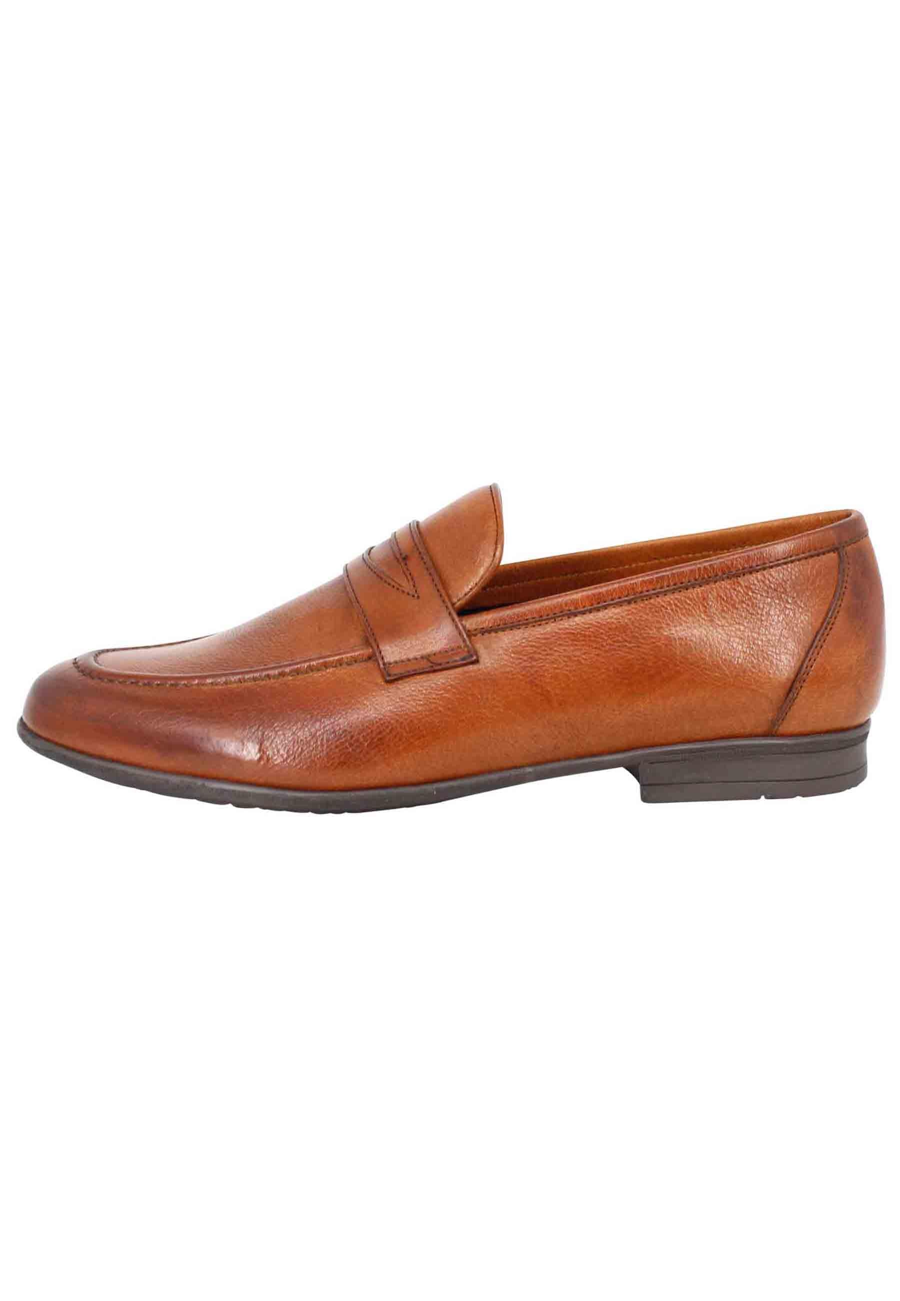 Mocassini uomo in pelle cuoio con suola in gomma SP2023 001 Spatarella 
