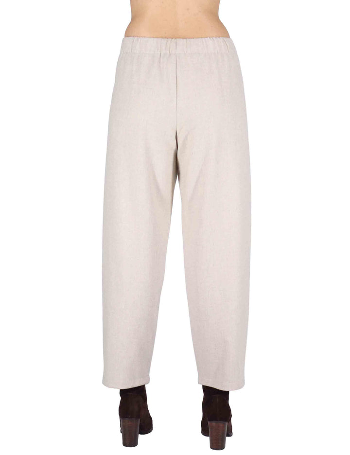 Pantaloni donna in lana grigio con elastico in vita 3W25-PRUX-F FLANE FOG TreBarraBi 