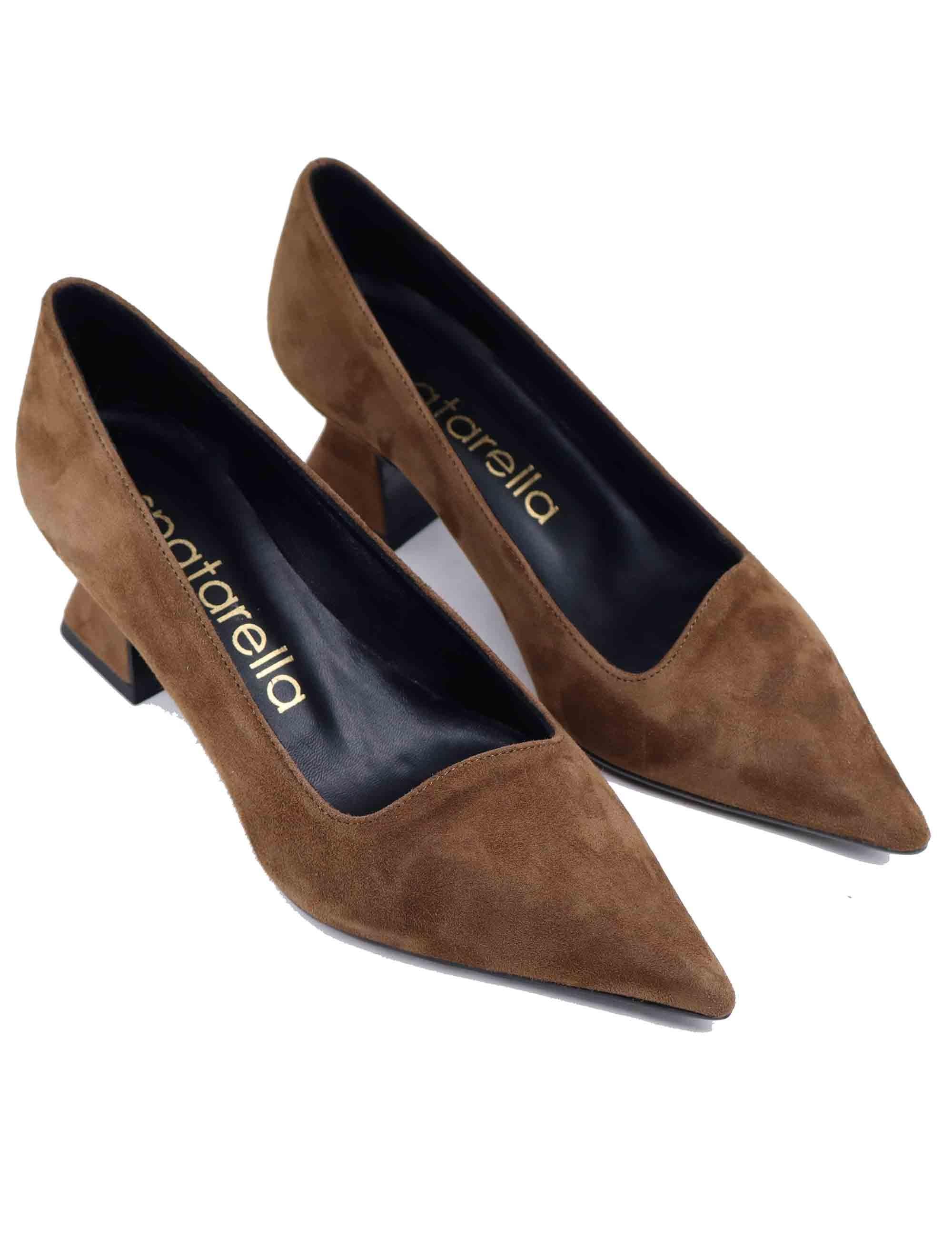 Decollete donna in camoscio marrone tacco basso SP1044 014 Spatarella 