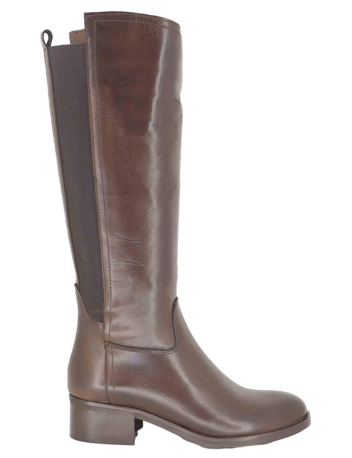 Stivali donna in pelle marrone con tacco basso e fascia elastica posteriore SPST514 014 Spatarella 