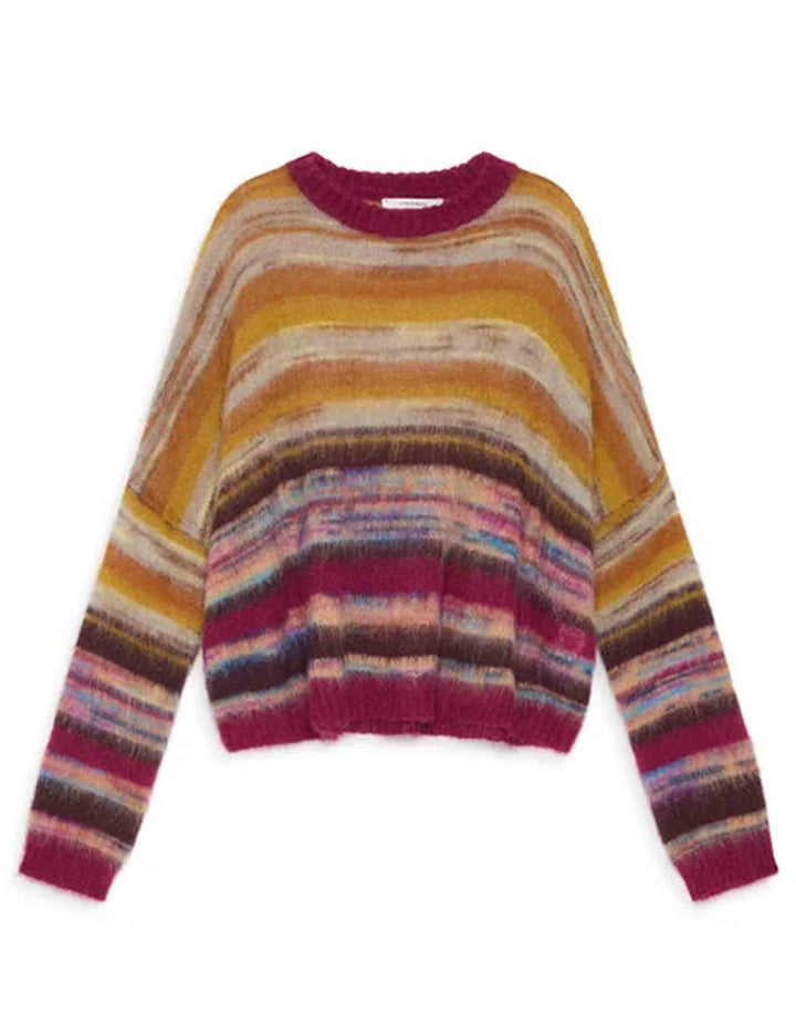 Maglioni da donna Mohair Mix Print in lana cammello girocollo JQ511178209 41B21 Maliparmi 