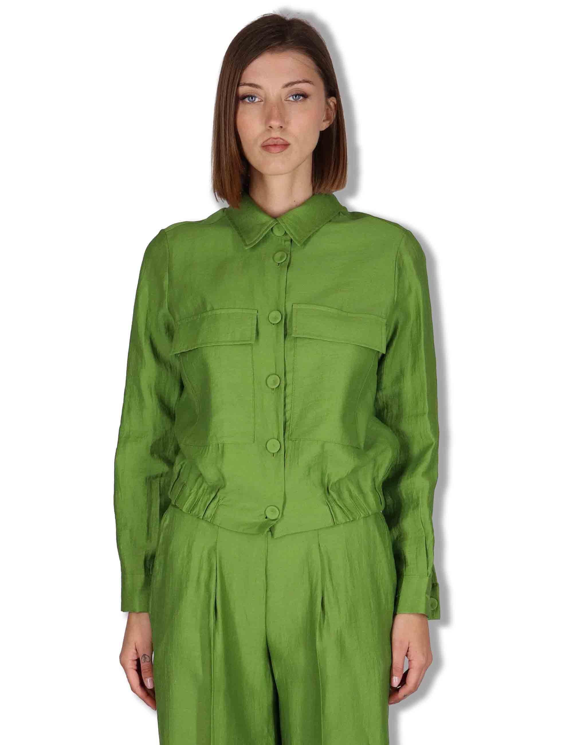 Giacche donna work jacket in misto lino verde con elastico JABGA0001-F1325-1254 7046 Justmine 