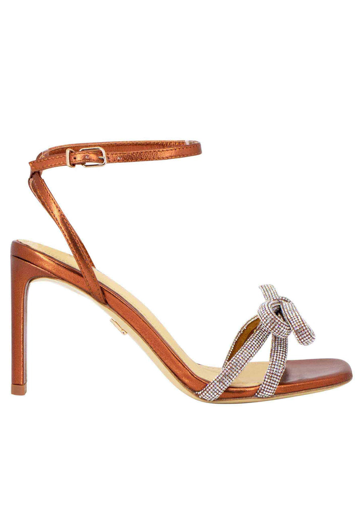 Lisboa Sandali donna in pelle bronzo con gioiello e tacco alto 248Z19BK 601 Lola Cruz 