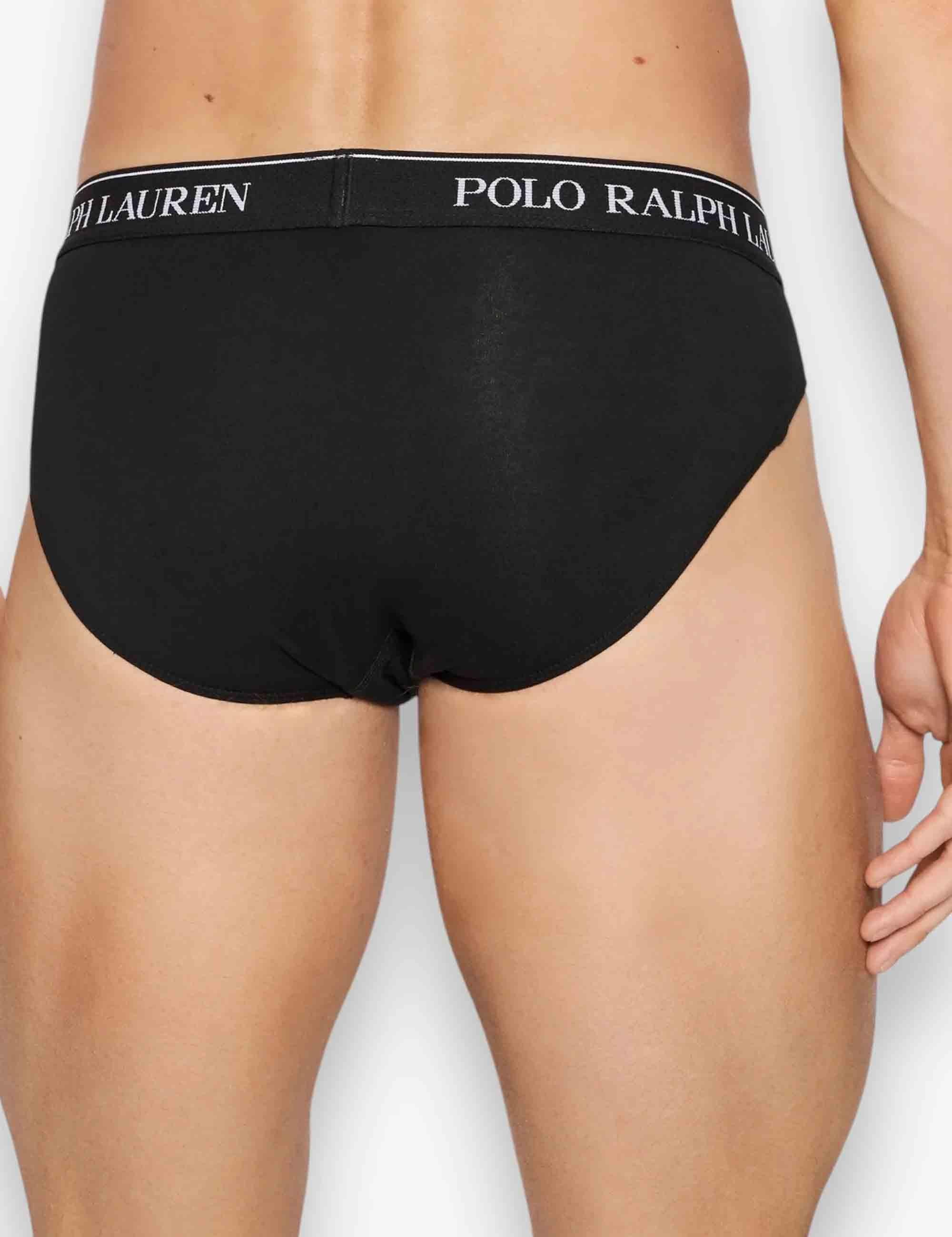 Slip in puro cotone nero con elastico Set di 3 714835884002 BLK Polo Ralph Lauren 