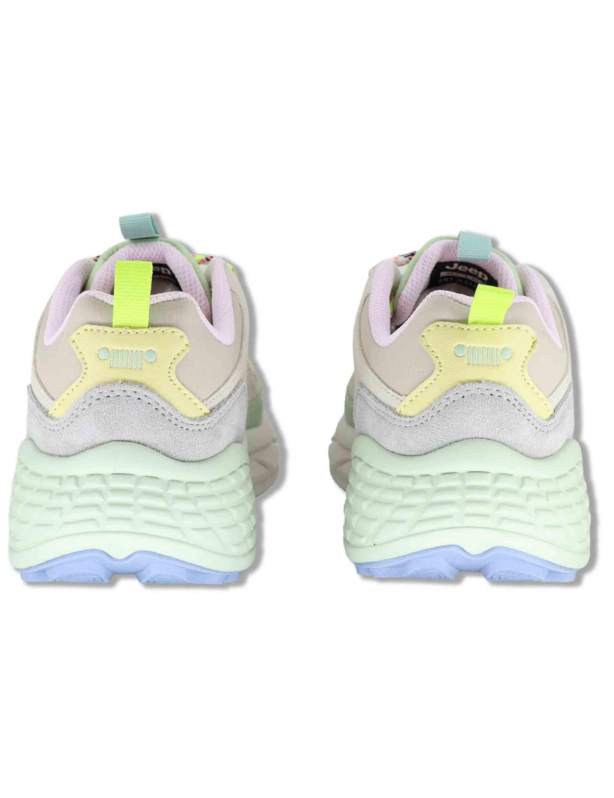 Sneakers donna Groove Mesh in pelle off white con suola alta JL61501A 854 Jeep 