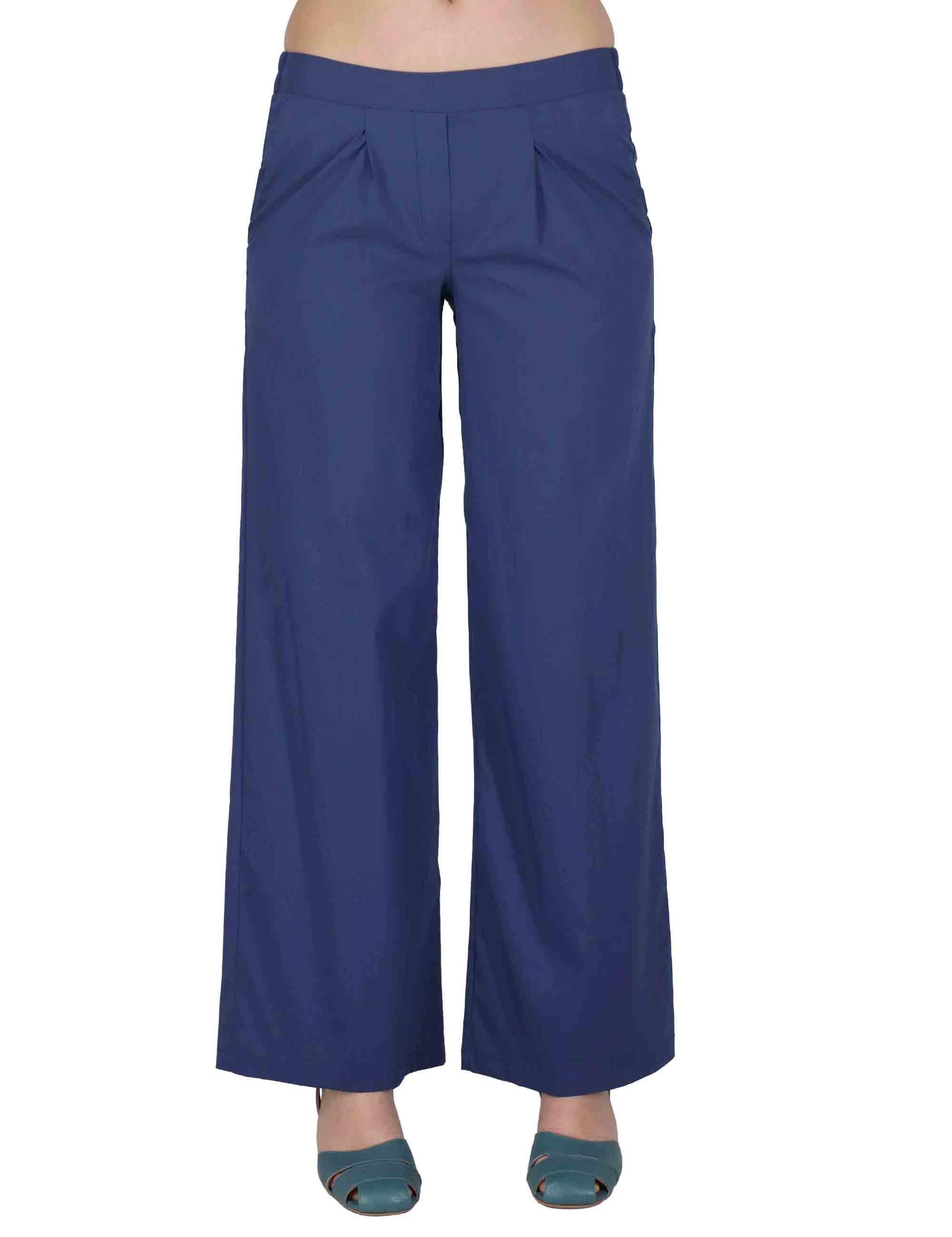 Pantaloni donna Fluid Pants in cotone stretch blu con pences JABPN0001-F1275-1240 6008 Justmine 
