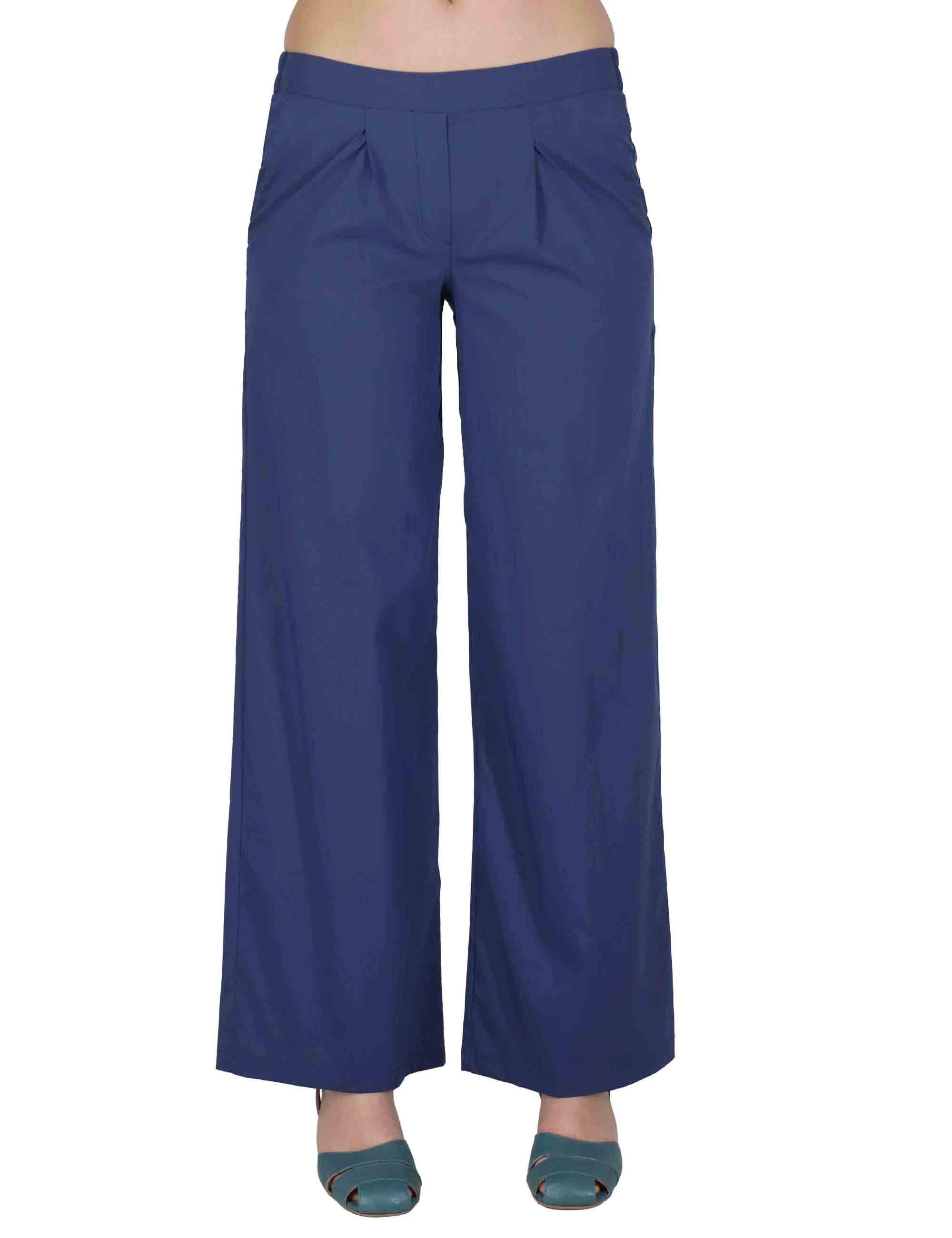 Pantaloni donna Fluid Pants in cotone stretch blu con pences JABPN0001-F1275-1240 6008 Justmine 