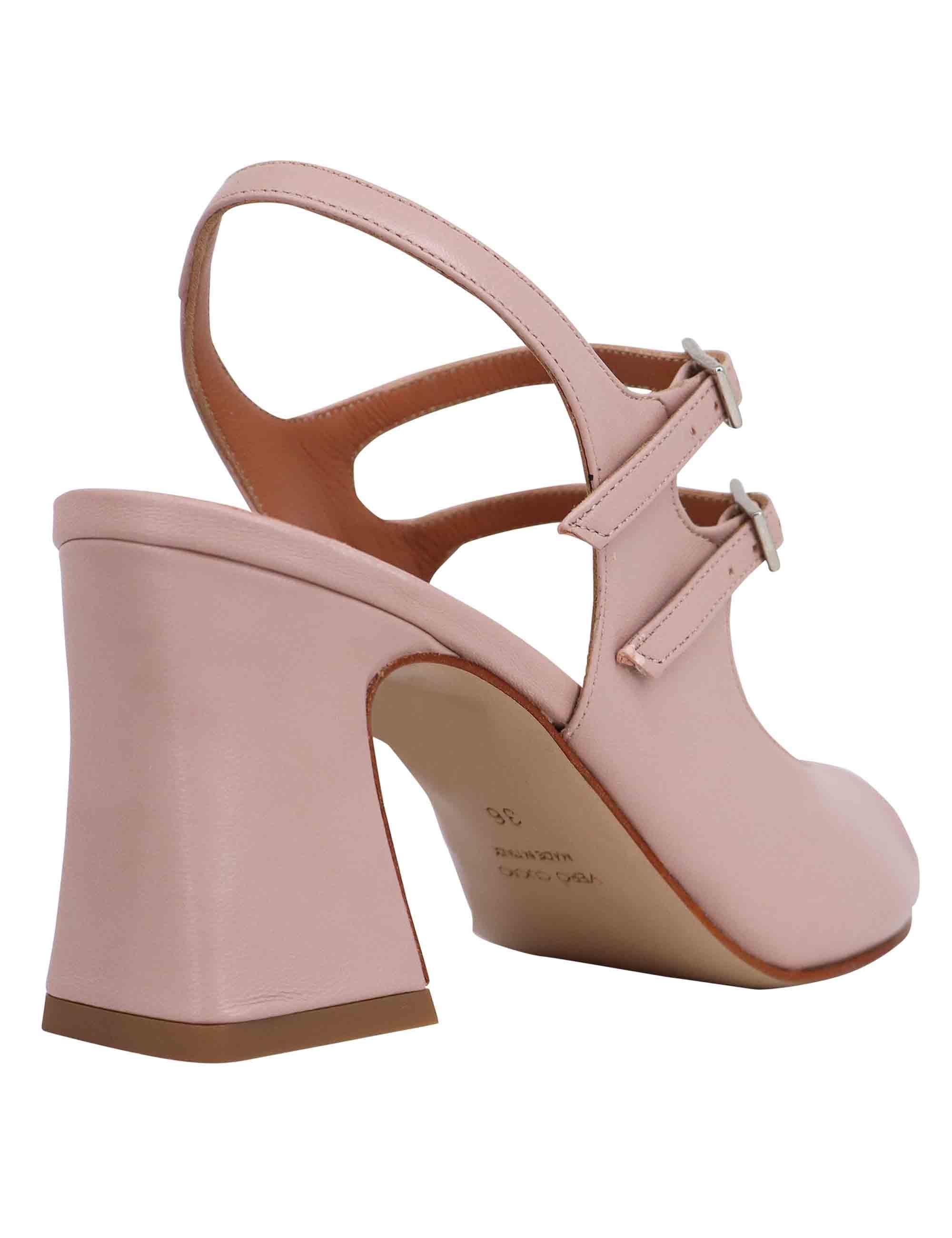 Sandali slingback donna in pelle cipria con cinturini punta tonda e tacco alto T1019 006 Tattoo 