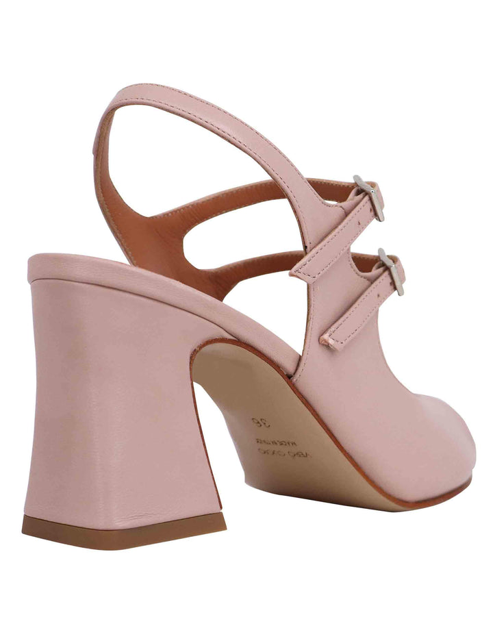 Sandali slingback donna in pelle cipria con cinturini punta tonda e tacco alto T1019 006 Tattoo 