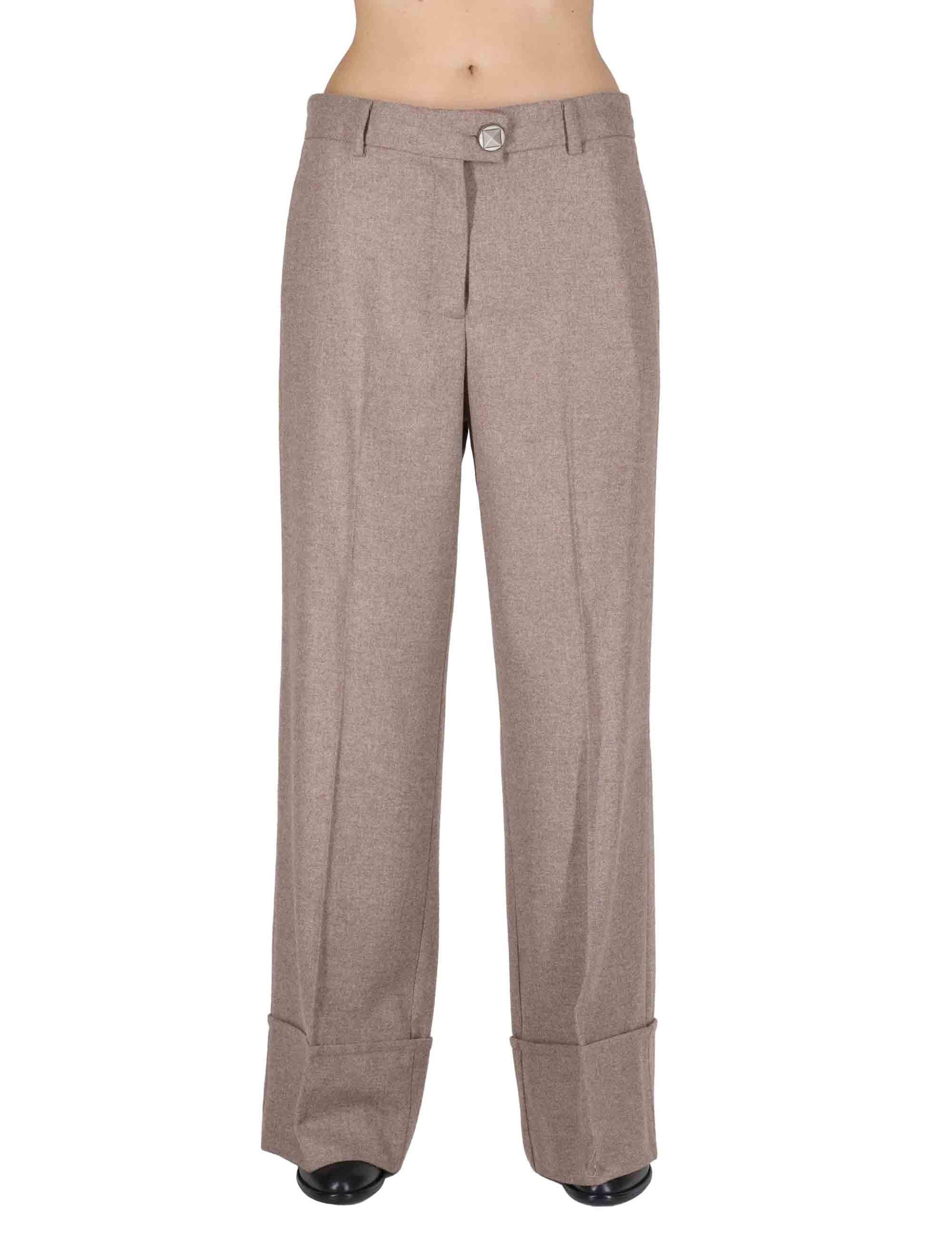 Pantaloni donna Tailored in misto lana taupe con gamba larga JH804420294 11003 Maliparmi 