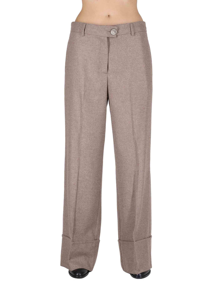 Pantaloni donna Tailored in misto lana taupe con gamba larga JH804420294 11003 Maliparmi 